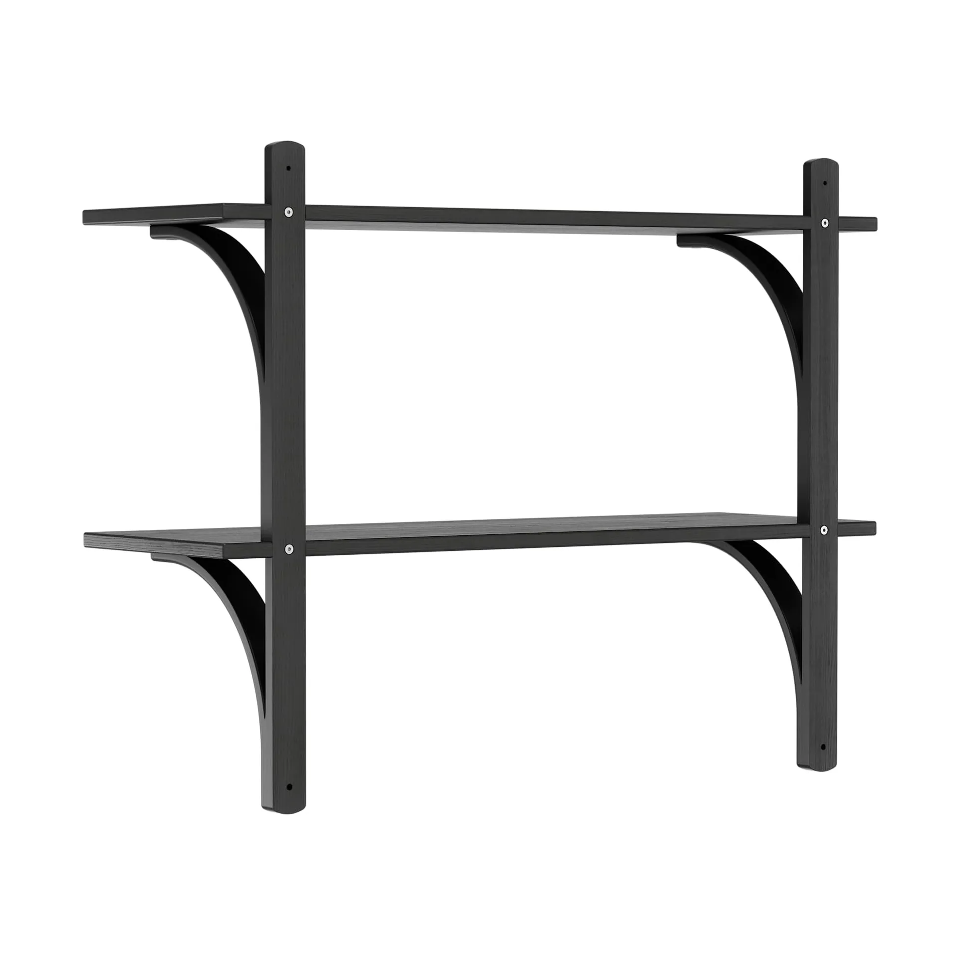 Levi シェルフ, Black ash-stainless steel, 2 shelves, 90 cm Swedese