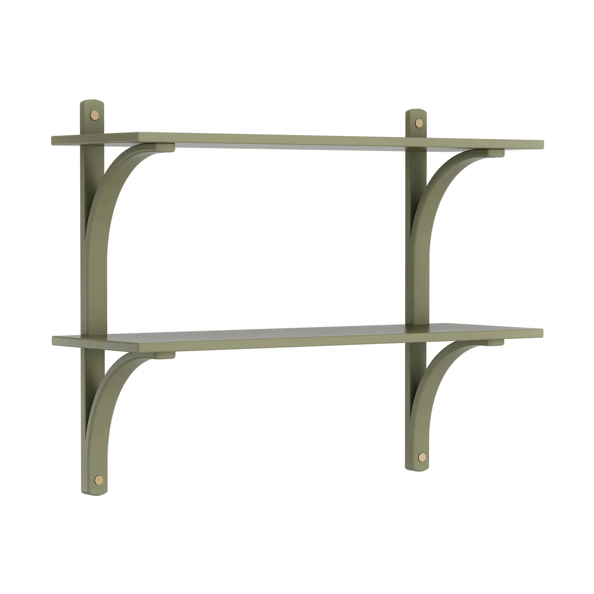 Levi シェルフ, Moss green, brass, 2 shelves, 90 cm Swedese
