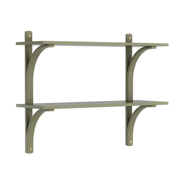 Levi シェルフ - Moss green, brass, 2 shelves, 90 cm - Swedese