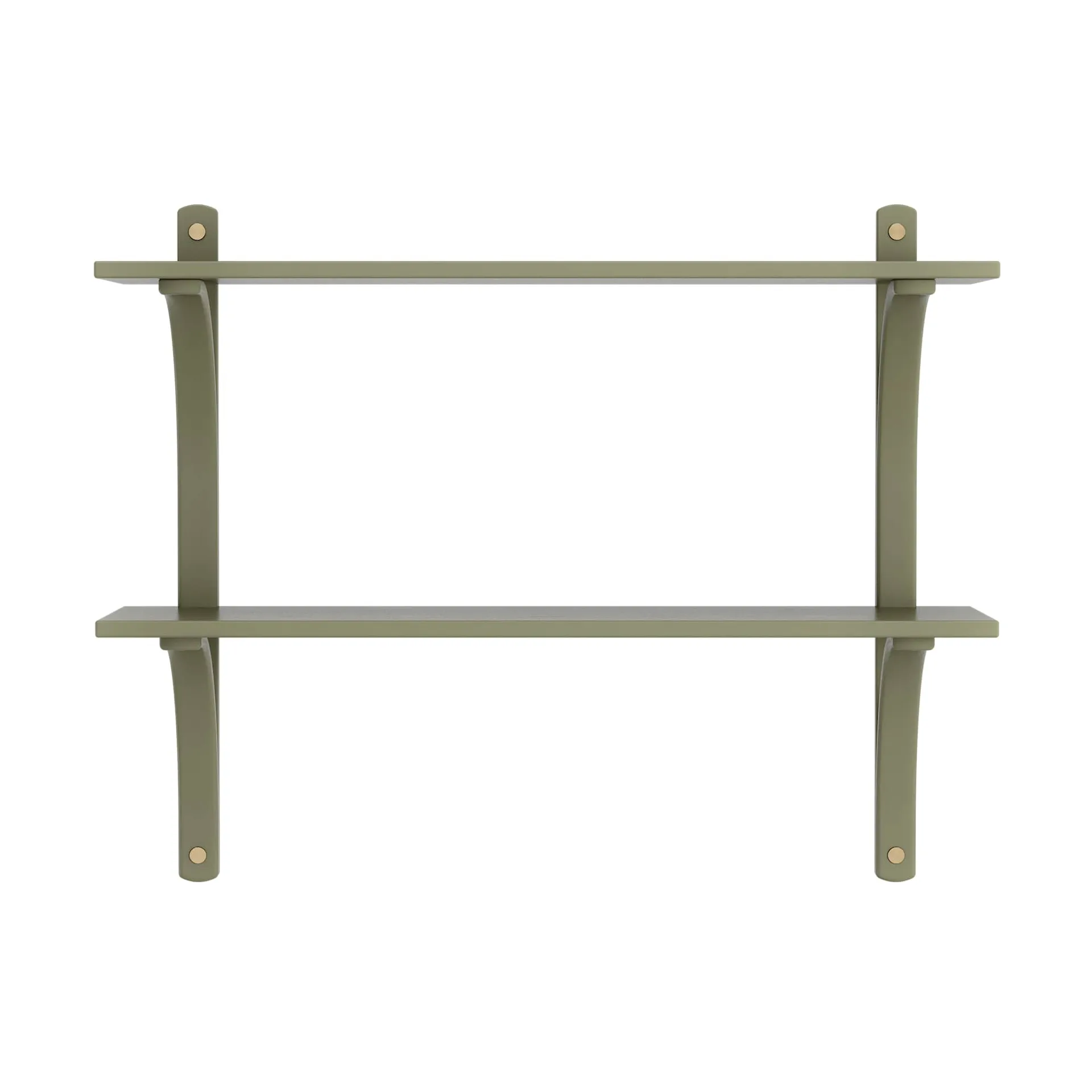 Levi シェルフ, Moss green, brass, 2 shelves, 90 cm Swedese