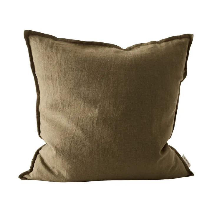 ウォッシュリネン クッションカバー 50x50 cm - Dark olive green - Tell Me More | テルミーモア