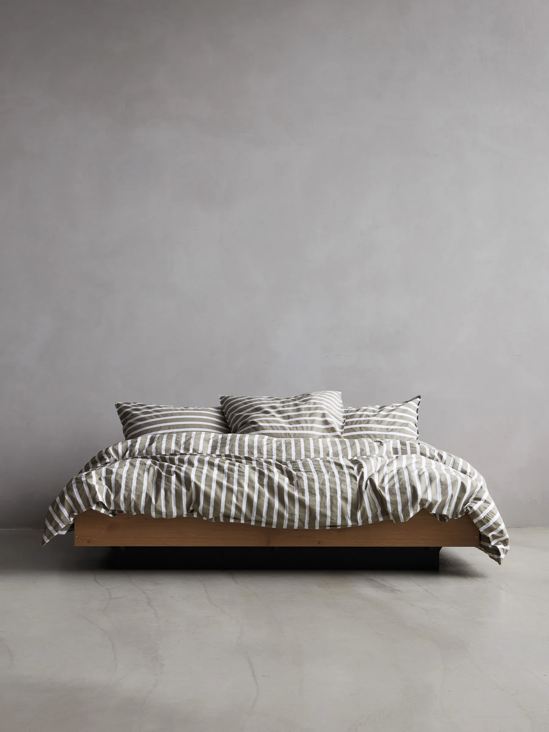 Tell Me More ストライプ布団カバー コットン, Olive, 240x220 cm Tell Me More | テルミーモア