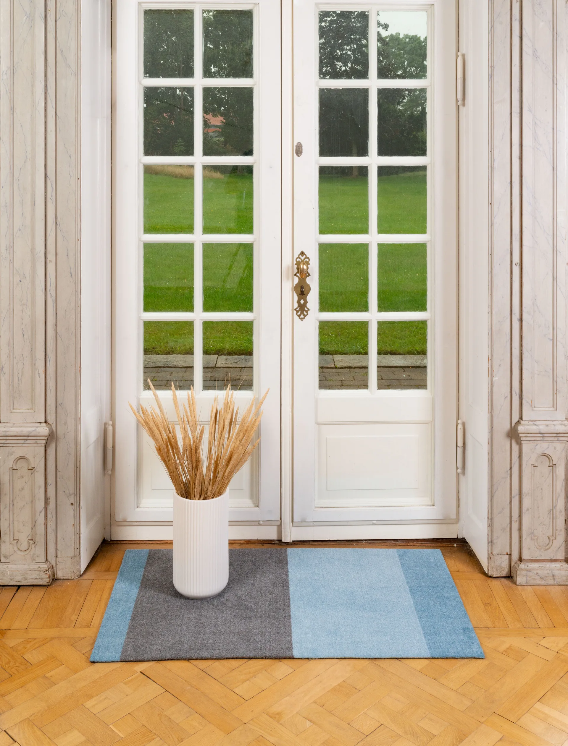 Stripes ホリゾンタルホールウェイラグ, Blue-steel grey. 67x120 cm tica copenhagen