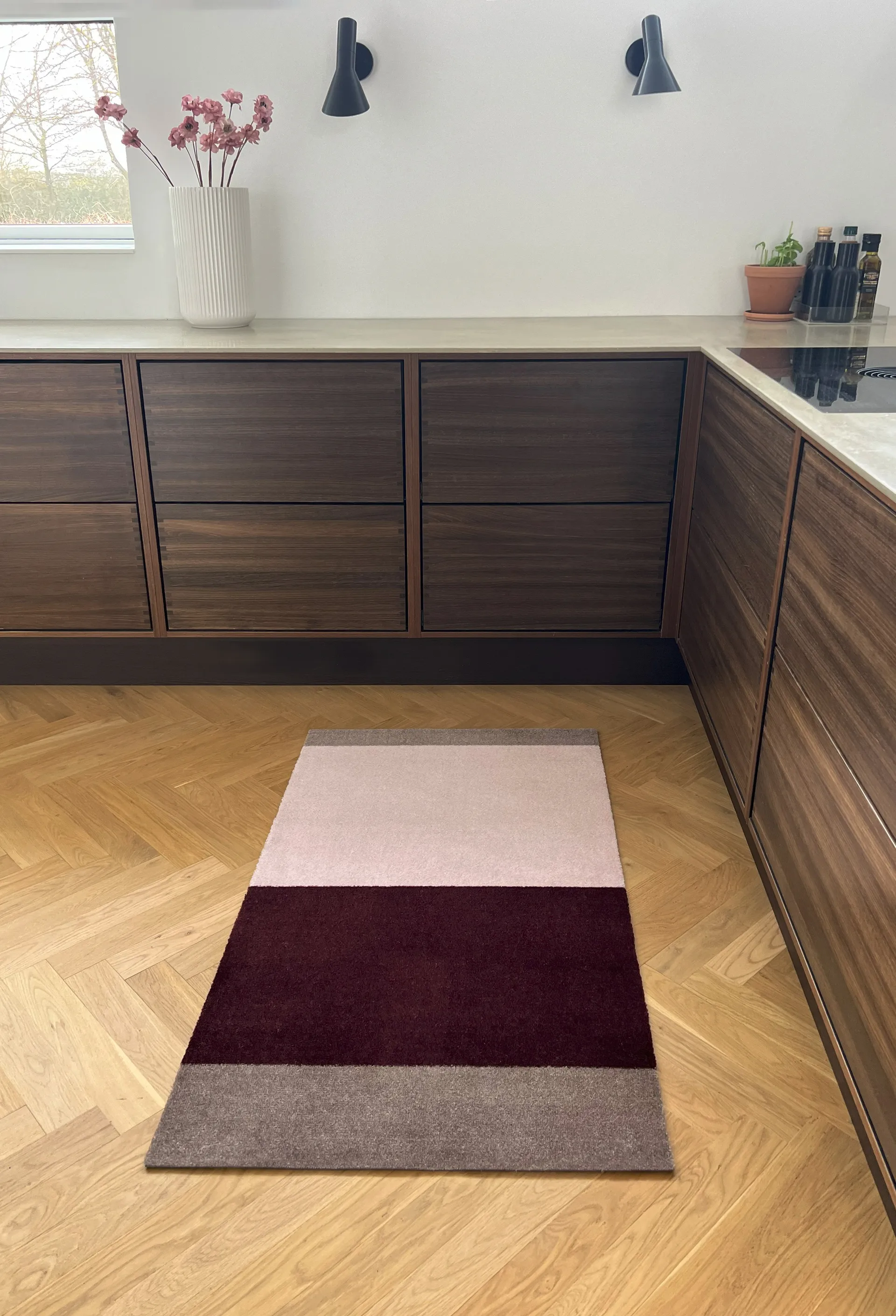 Stripes ホリゾンタルホールウェイラグ, Bordeaux-rose-sand, 67x120 cm tica copenhagen