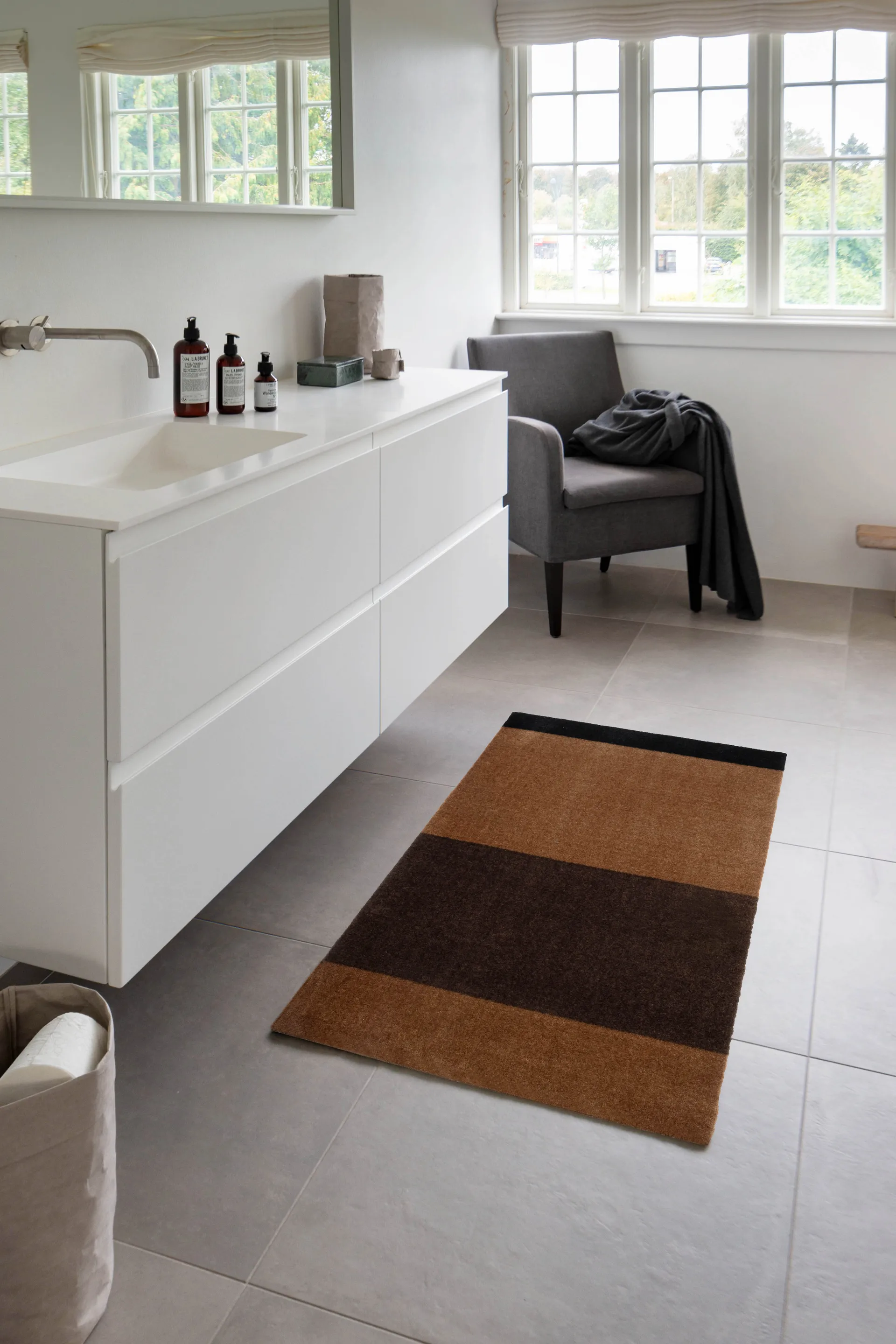 Stripes ホリゾンタルホールウェイラグ, Cognac-dark brown-black, 67x120 cm tica copenhagen