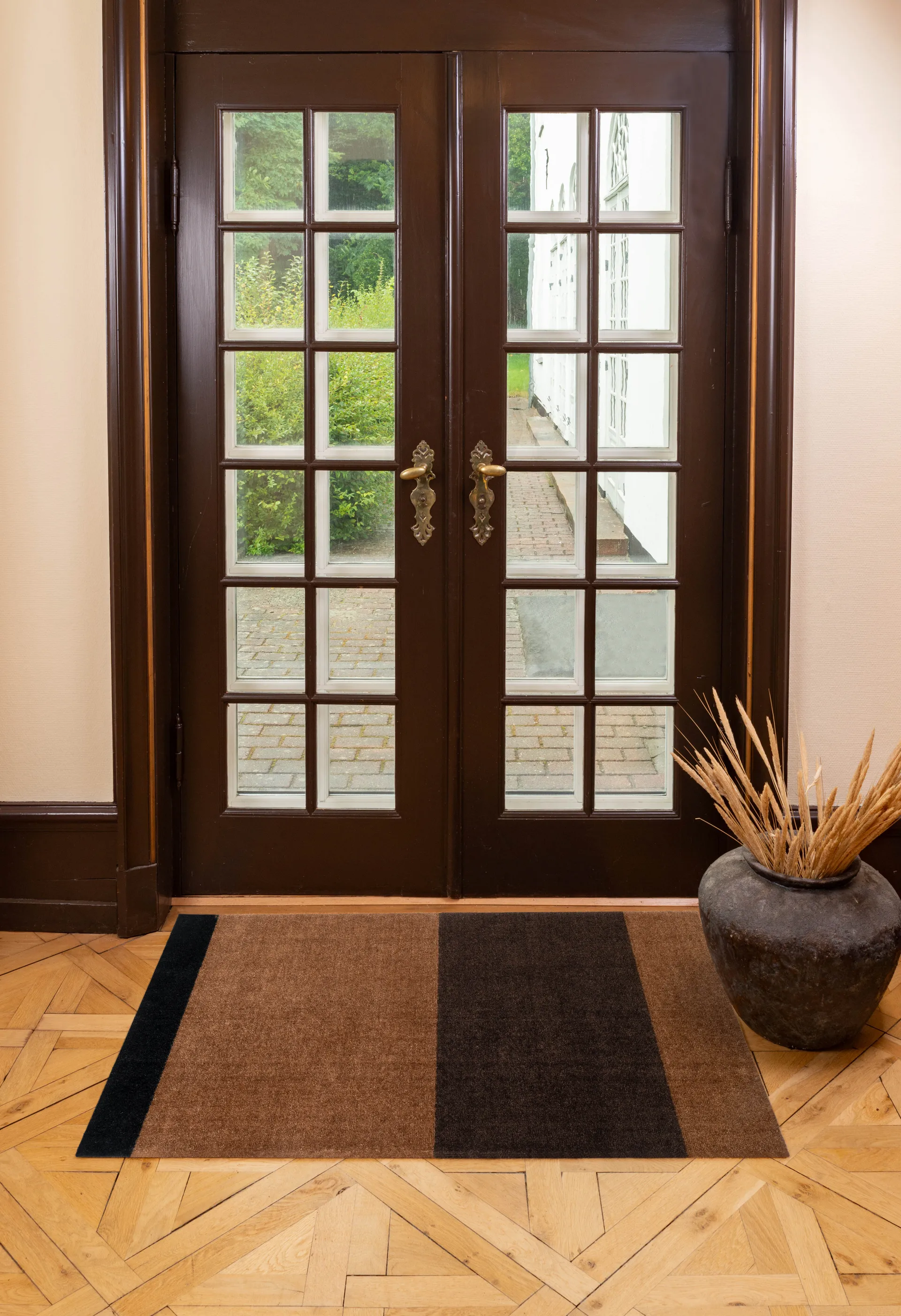 Stripes ホリゾンタルホールウェイラグ, Cognac-dark brown-black, 90x130 cm tica copenhagen