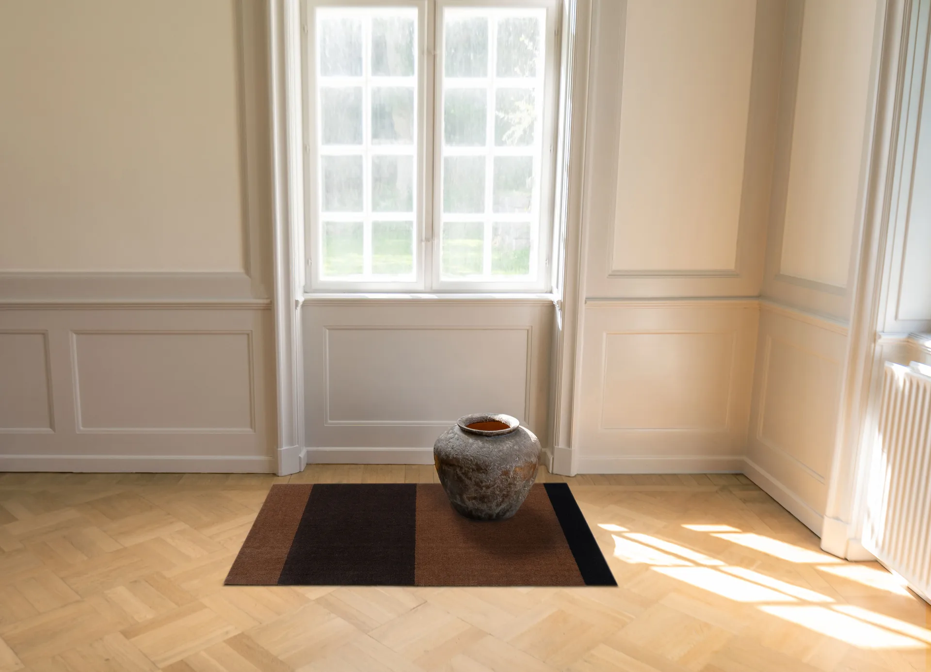 Stripes ホリゾンタルホールウェイラグ, Cognac-dark brown-black, 90x130 cm tica copenhagen