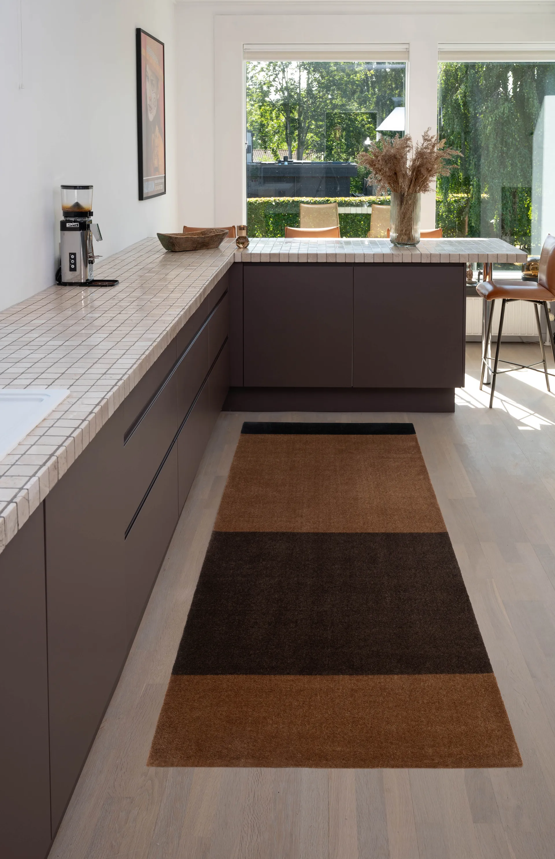 Stripes ホリゾンタルホールウェイラグ, Cognac-dark brown-black, 90x200 cm tica copenhagen