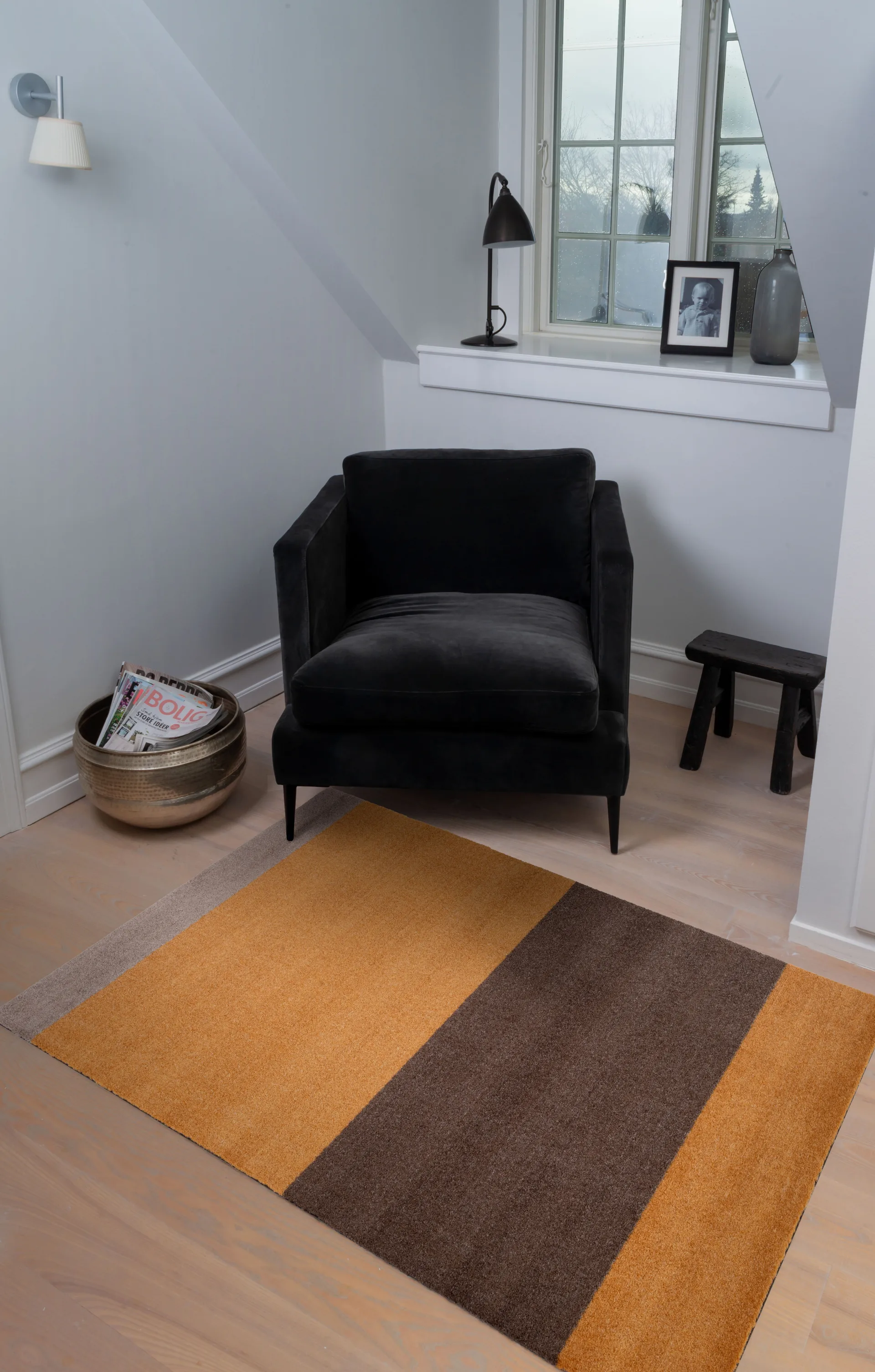 Stripes ホリゾンタルホールウェイラグ, Dijon-brown-sand. 90x130 cm tica copenhagen