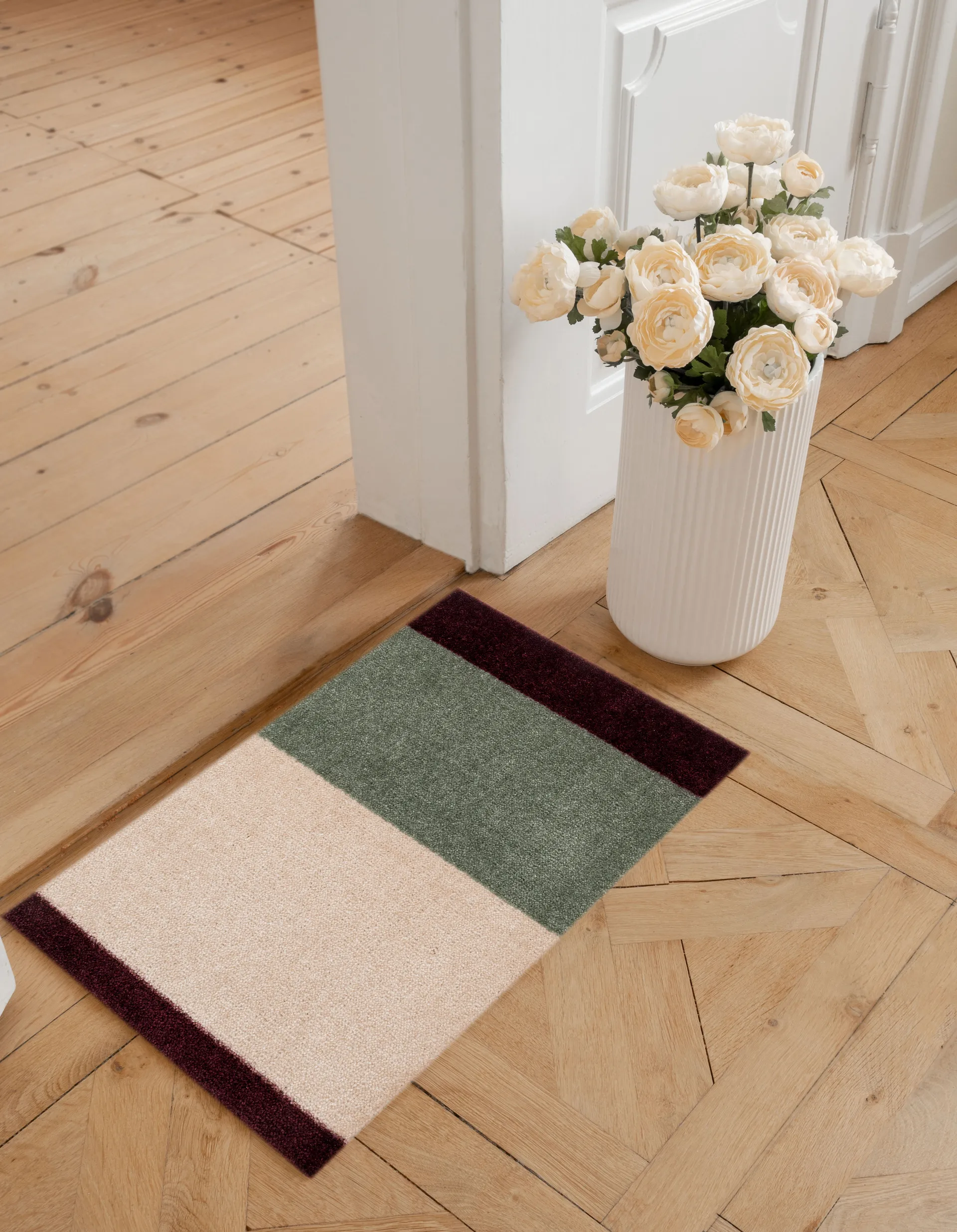 Stripes ホリゾンタルドアマット, Green-ivory-bordeaux, 40x60 cm tica copenhagen