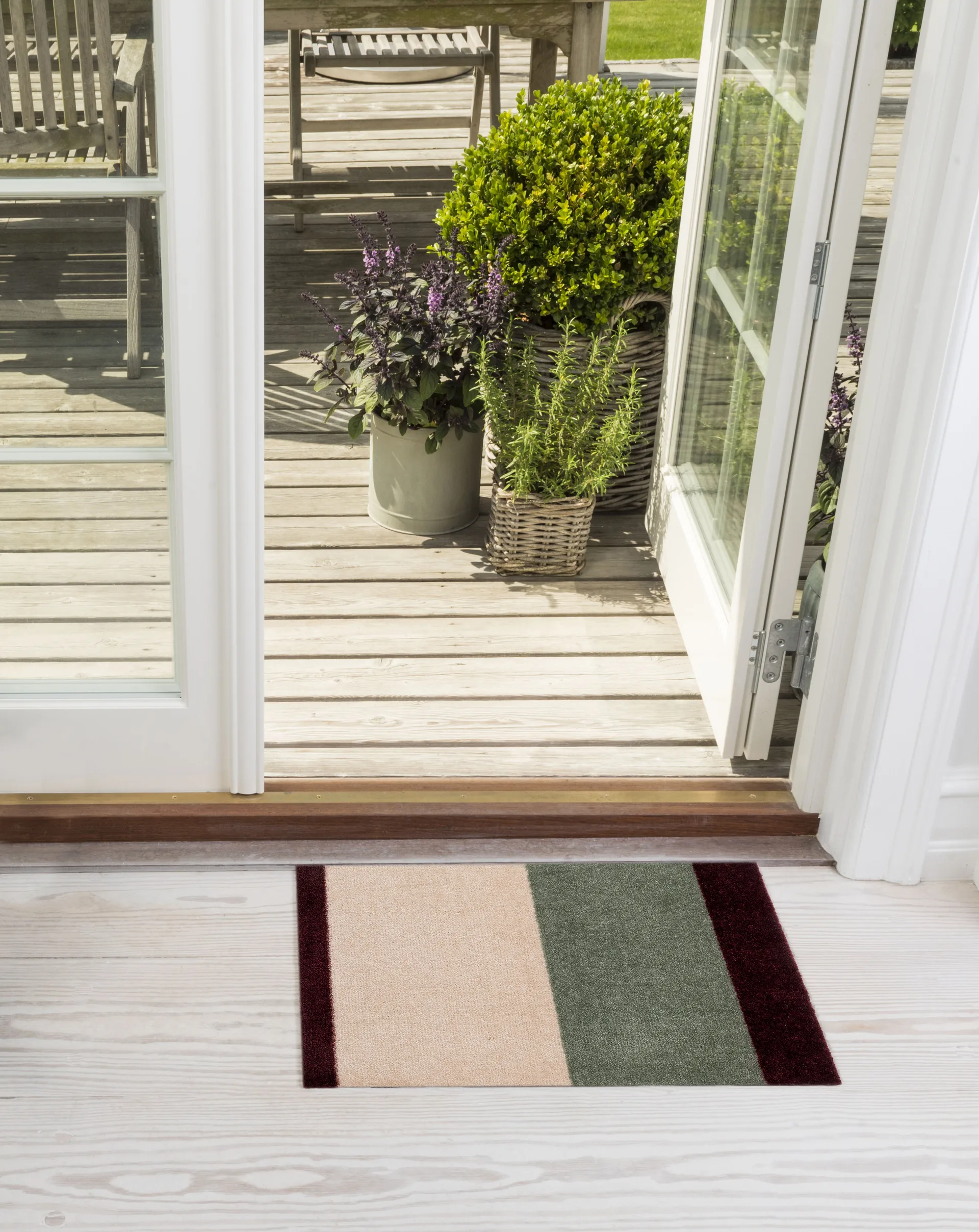 Stripes ホリゾンタルドアマット, Green-ivory-bordeaux, 40x60 cm tica copenhagen