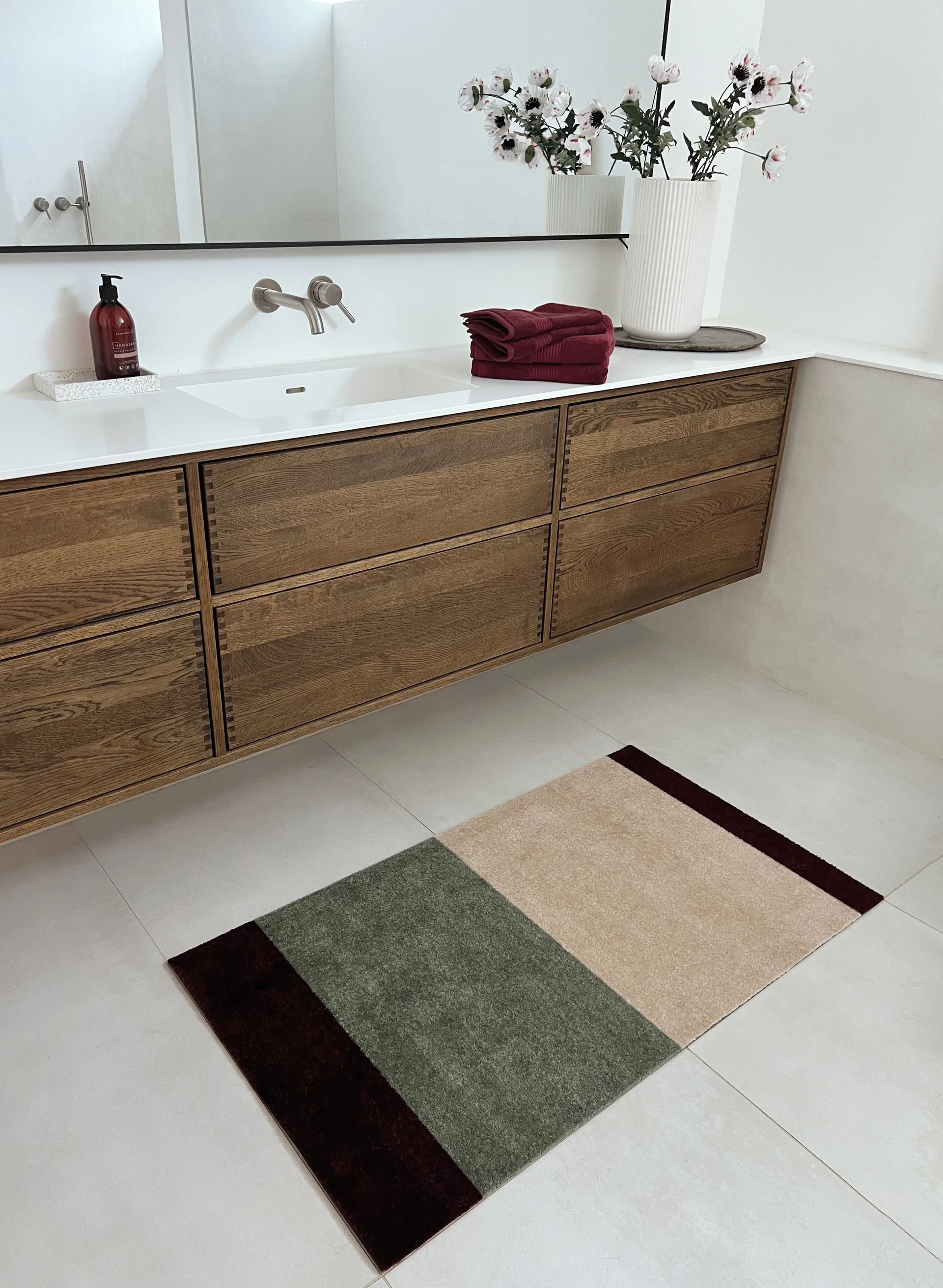 Stripes ホリゾンタルホールウェイラグ, Green-ivory-bordeaux, 67x120 cm tica copenhagen