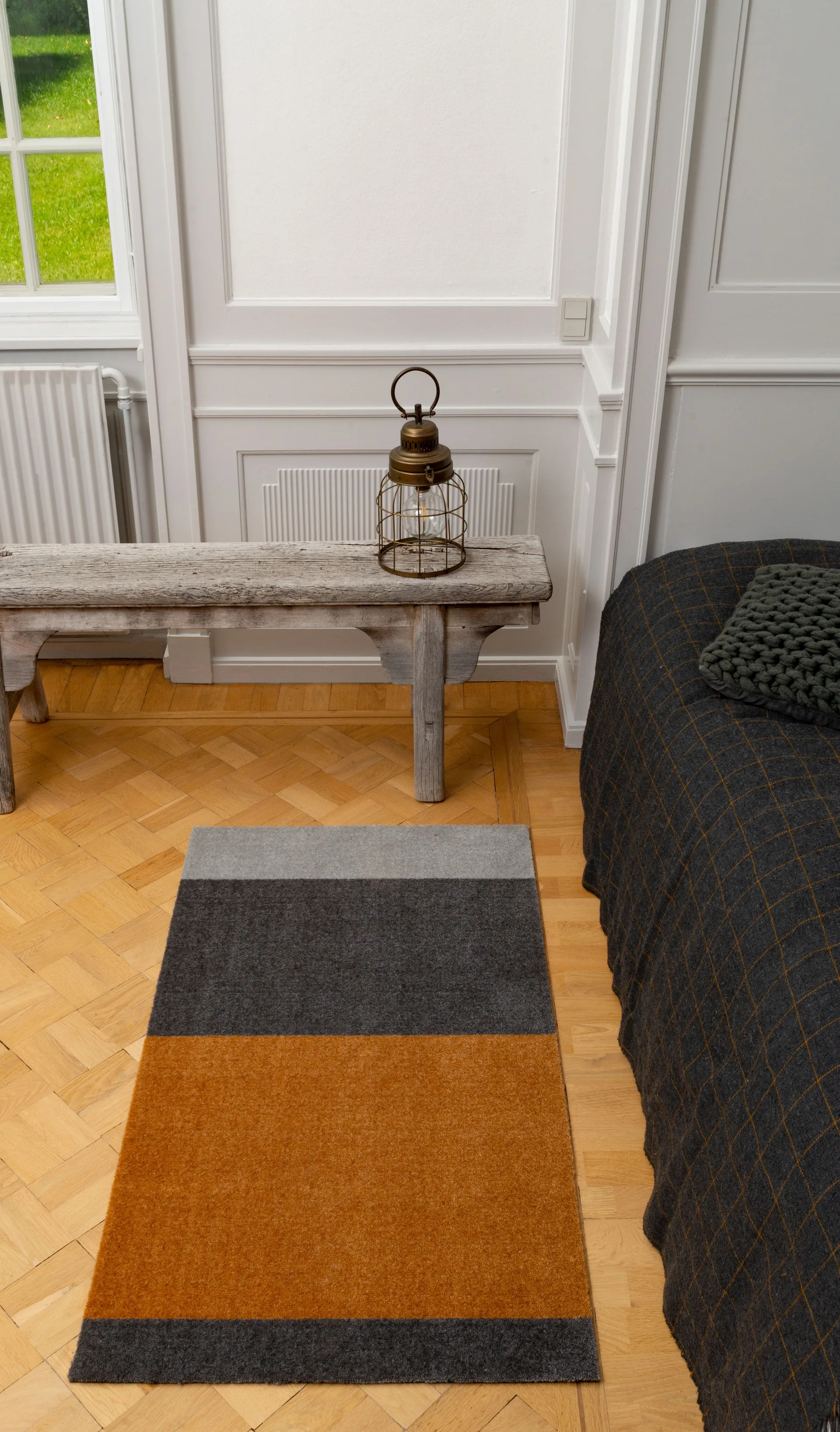 Stripes ホリゾンタルホールウェイラグ, Grey-grey-dijon. 67x120 cm tica copenhagen