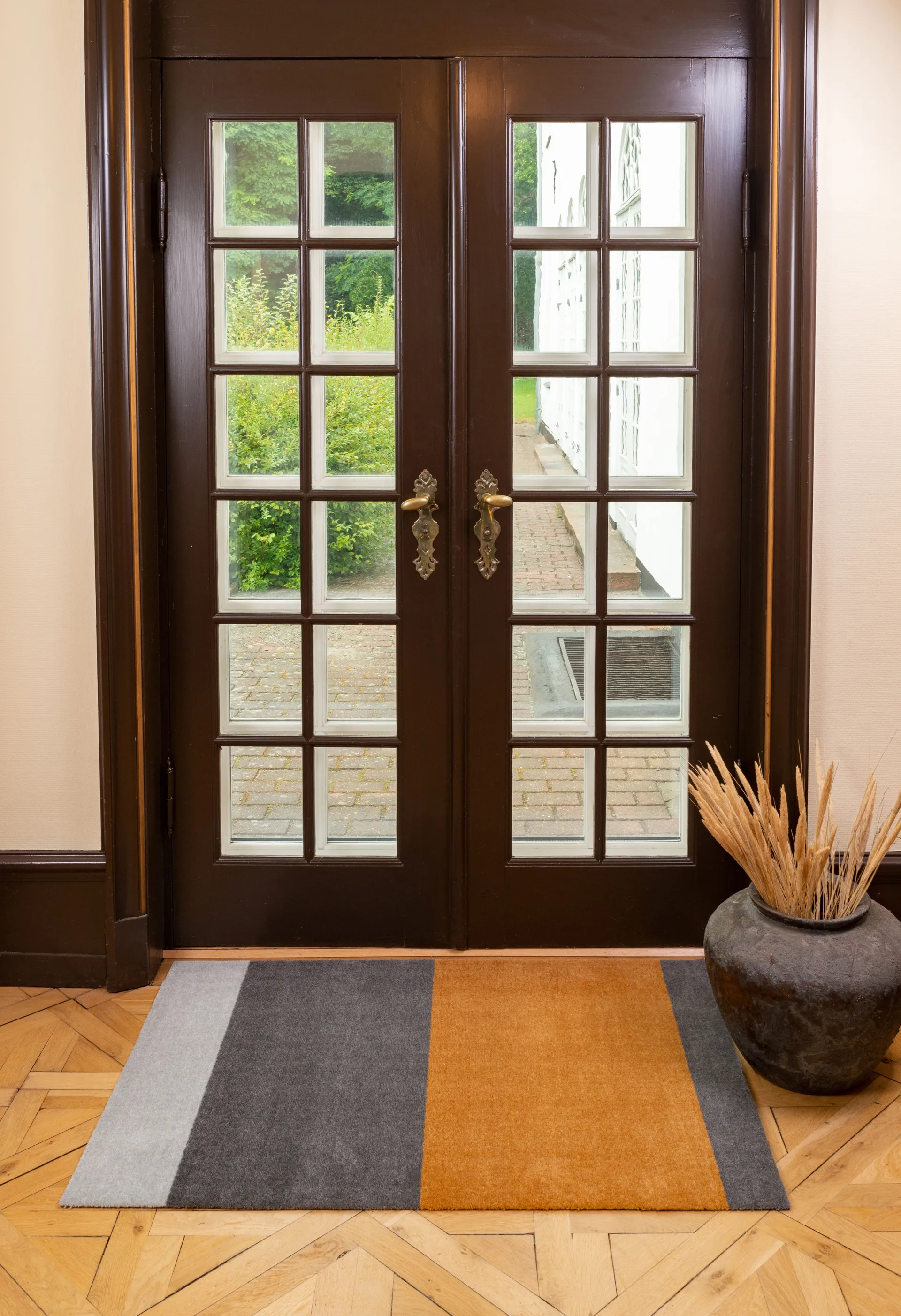 Stripes ホリゾンタルホールウェイラグ, Grey-grey-dijon. 90x130 cm tica copenhagen