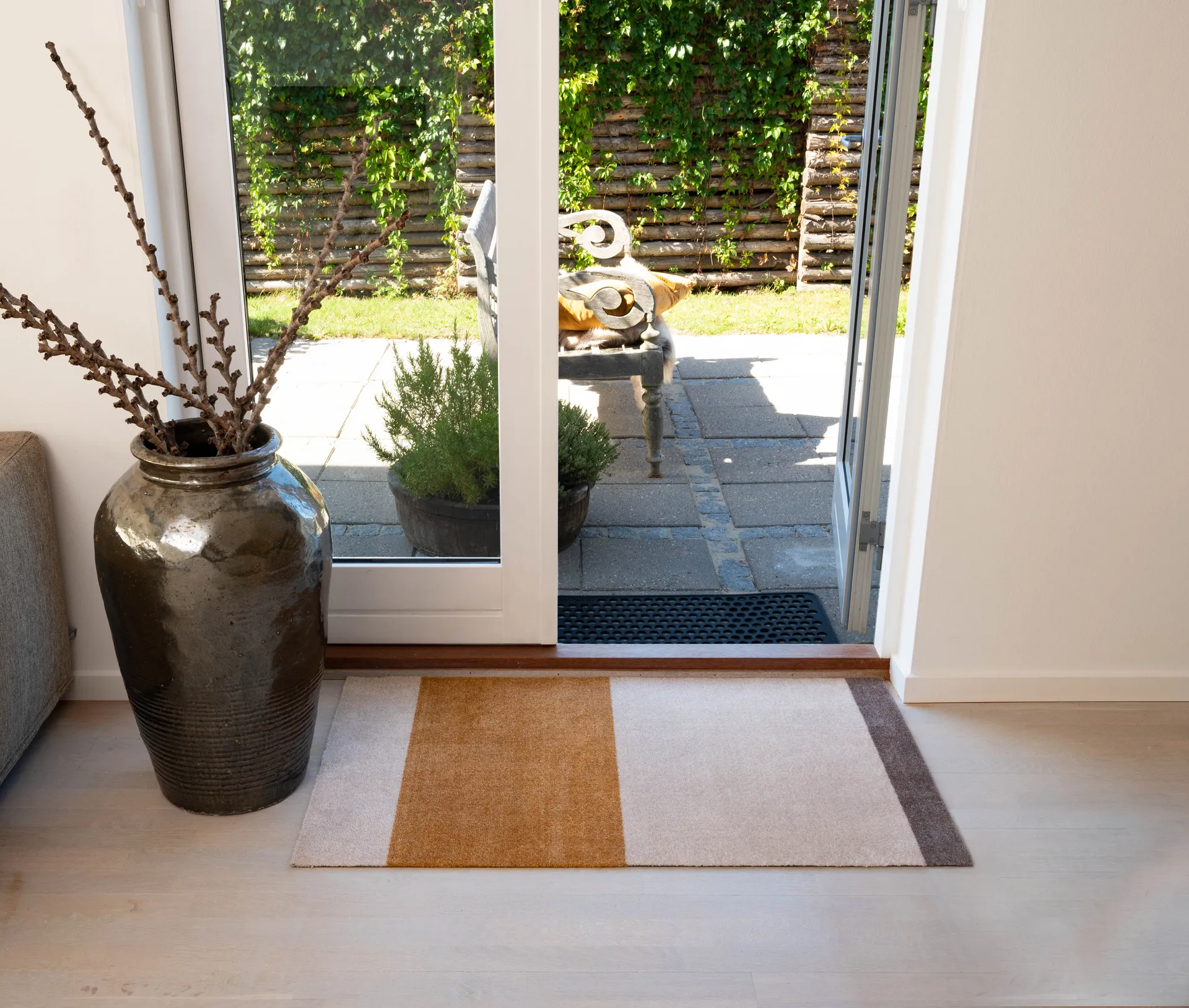 Stripes ホリゾンタルドアマット, Ivory-dijon-brown. 60x90 cm tica copenhagen