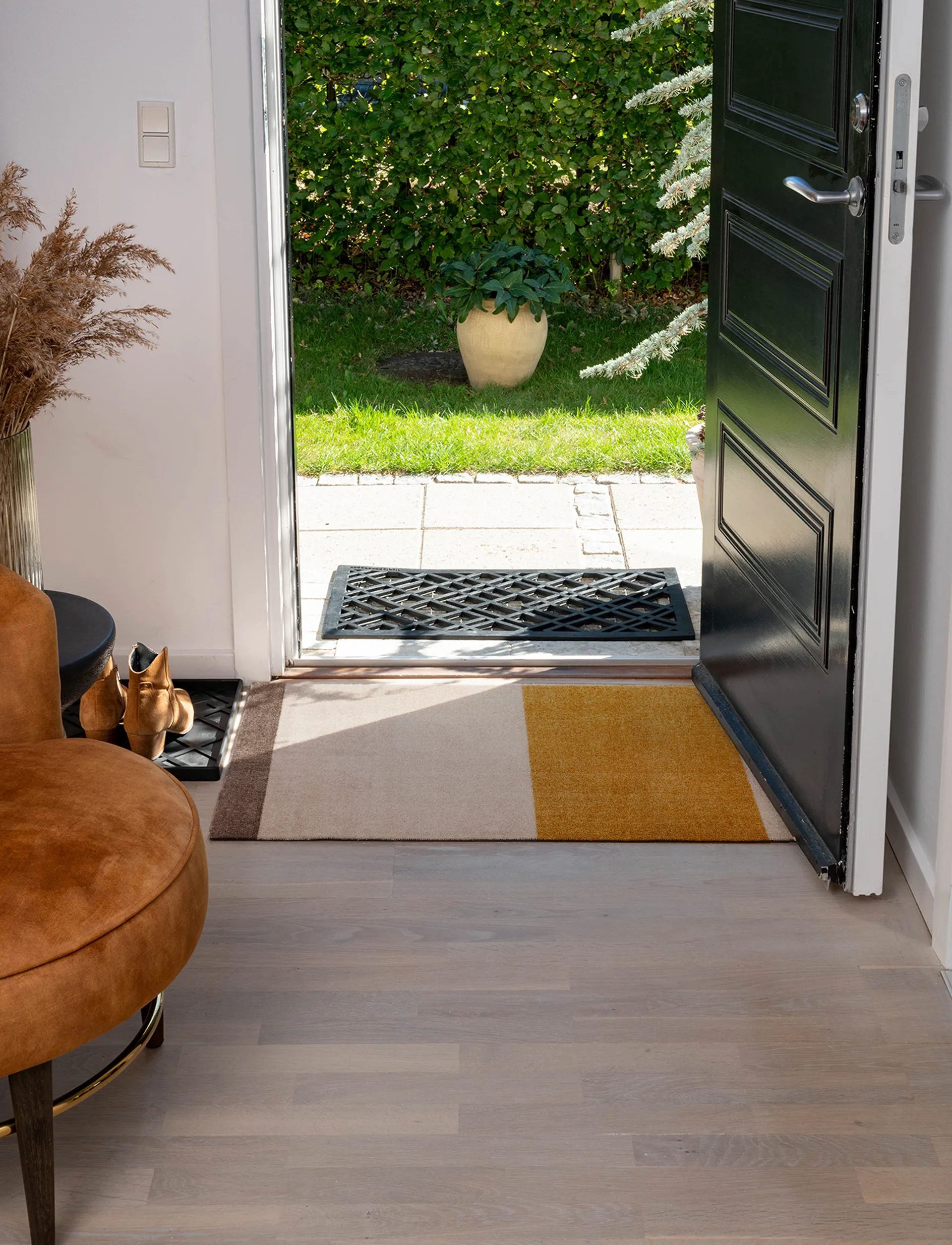 Stripes ホリゾンタルドアマット, Ivory-dijon-brown. 60x90 cm tica copenhagen