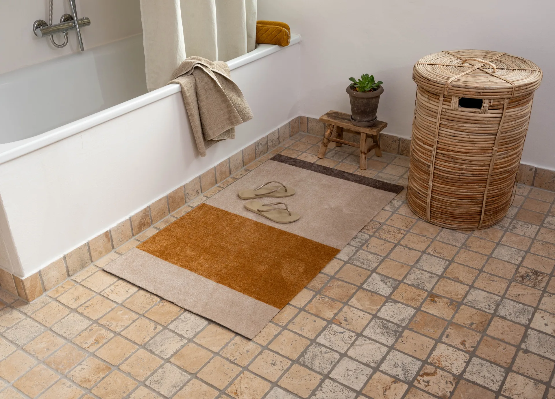 Stripes ホリゾンタルホールウェイラグ, Ivory-dijon-brown. 67x120 cm tica copenhagen