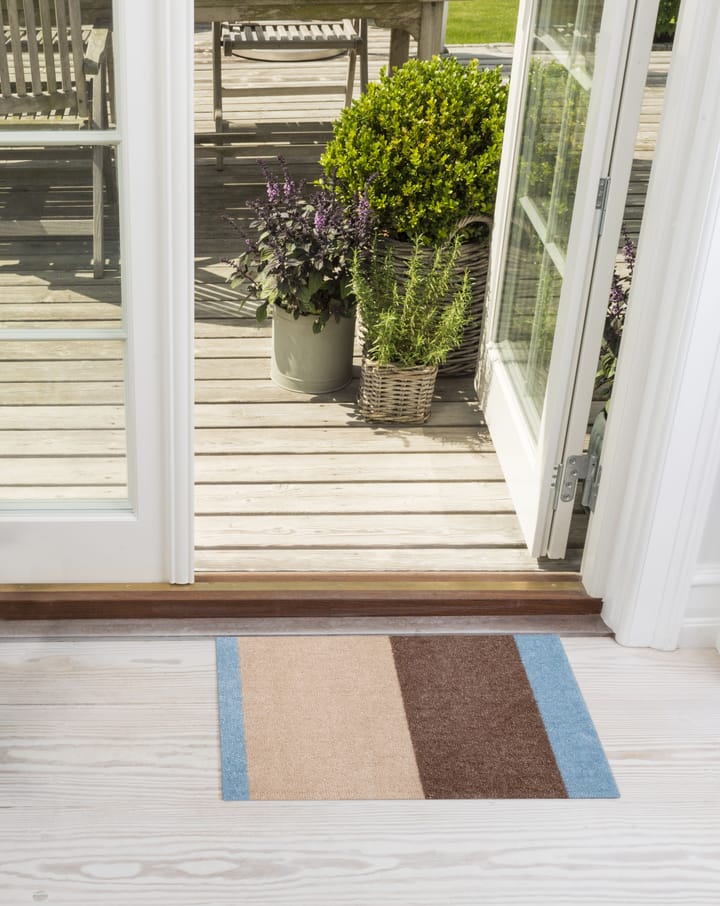 Stripes ホリゾンタルドアマット, Ivory-sand-blue, 40x60 cm tica copenhagen