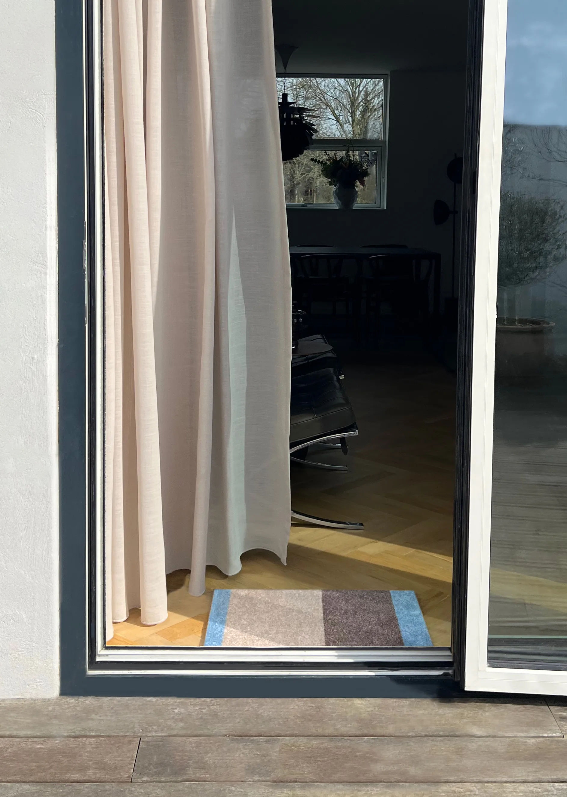 Stripes ホリゾンタルドアマット, Ivory-sand-blue, 40x60 cm tica copenhagen