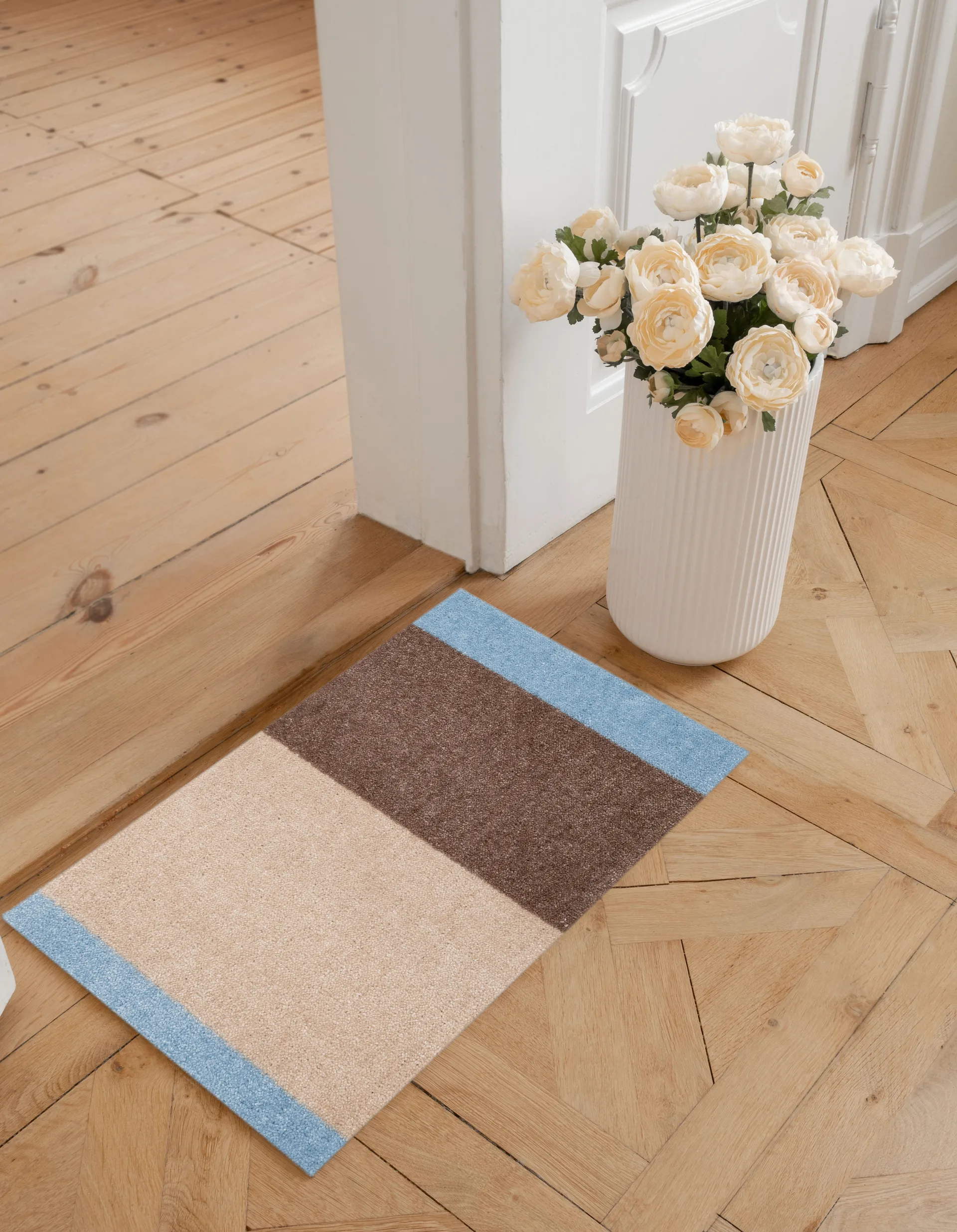 Stripes ホリゾンタルドアマット, Ivory-sand-blue, 40x60 cm tica copenhagen