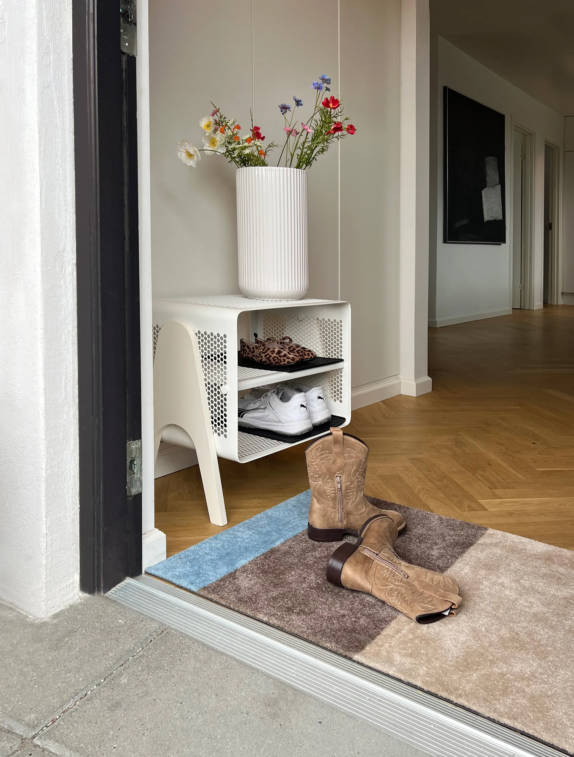 Stripes ホリゾンタルドアマット, Ivory-sand-blue, 60x90 cm tica copenhagen