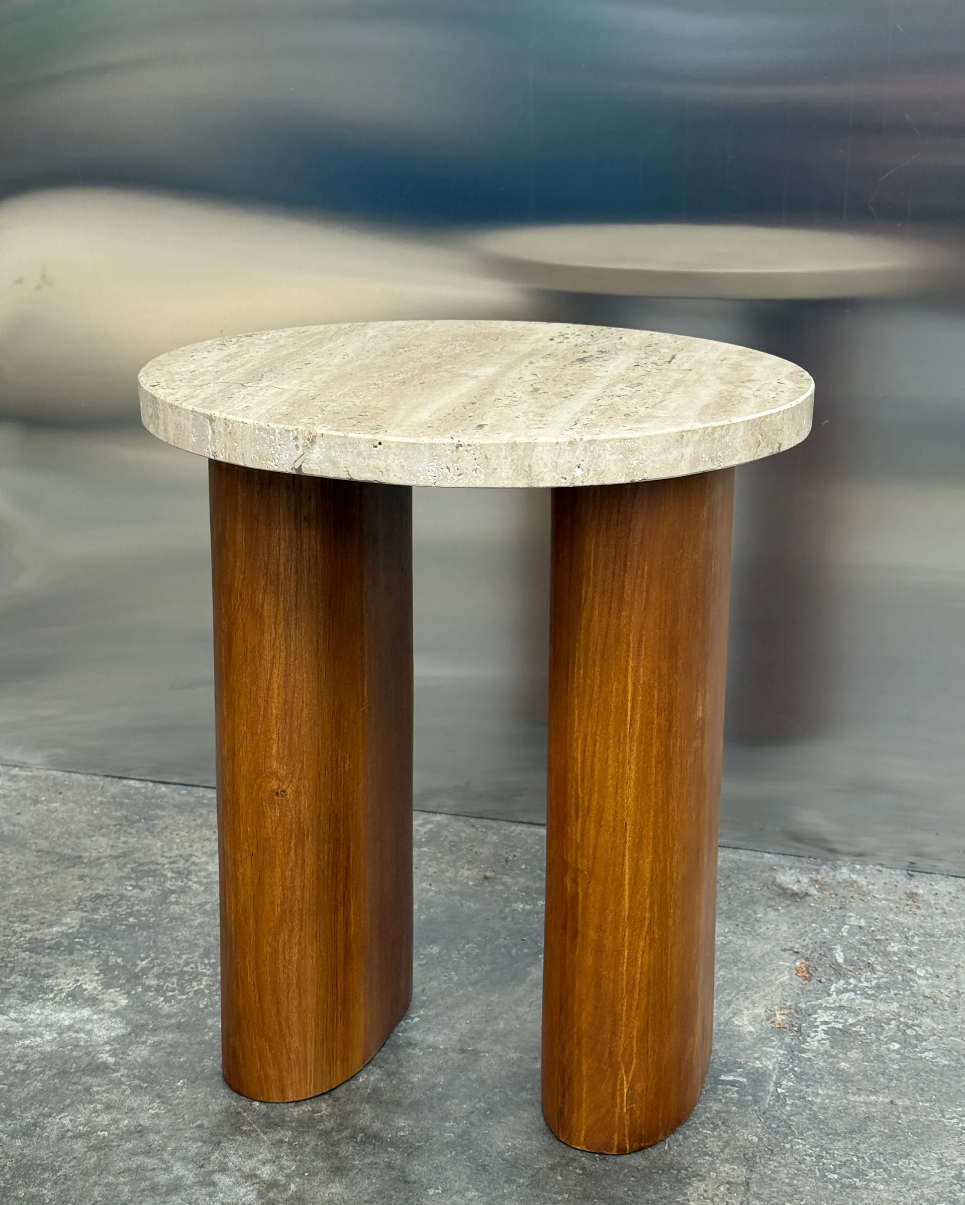 Vikman サイドテーブル, Oak-beige travertine Tinted