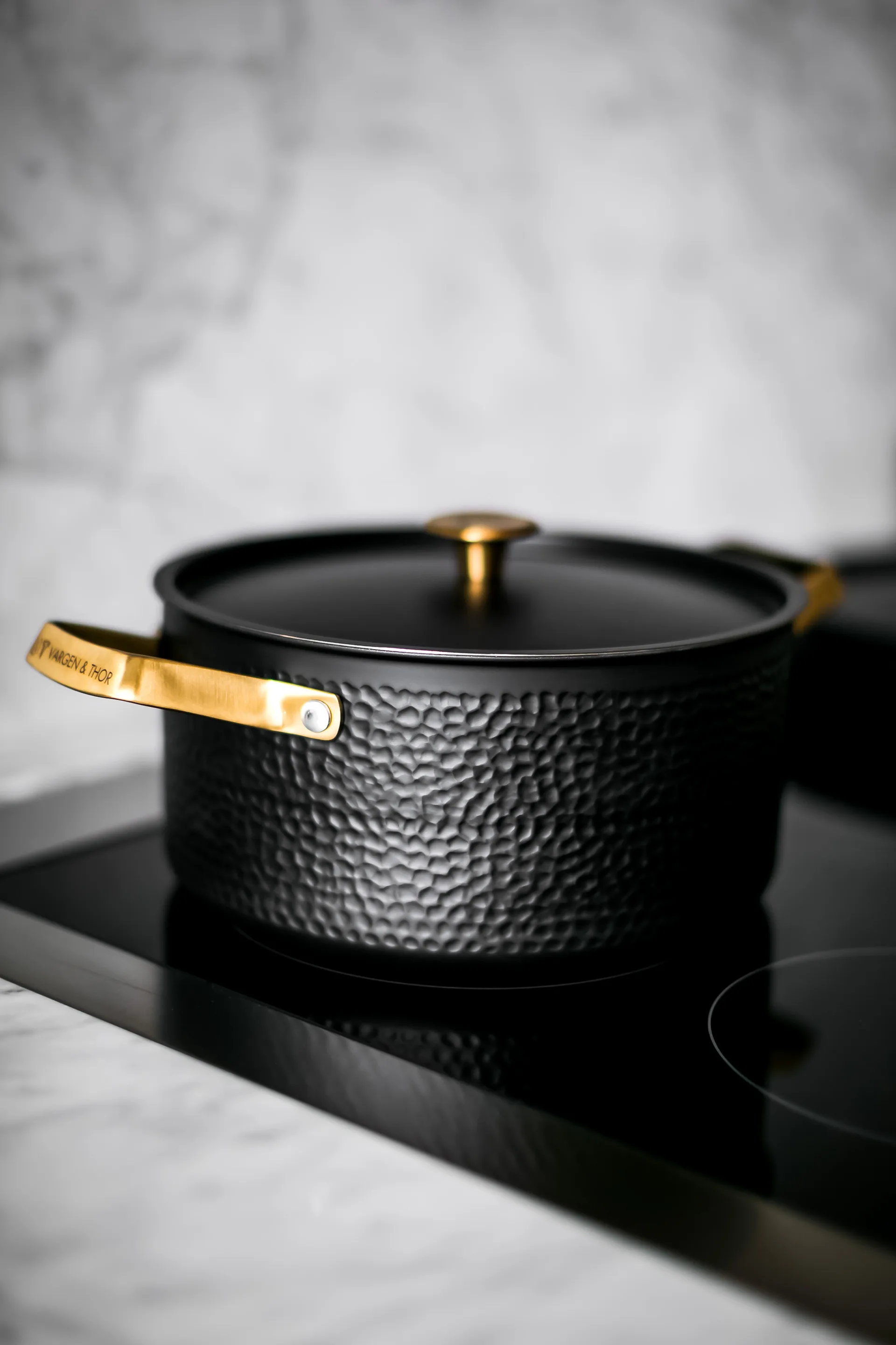 Arvet ハンマード ブラックキャセロール & 蓋, Mio. 4 L Vargen & Thor