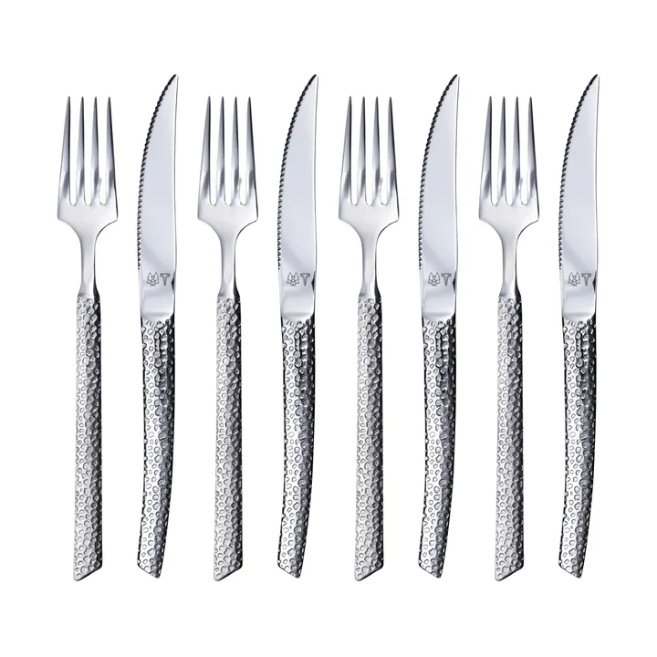 Lava カトラリーセット - Polished steel, 8 pieces - Vargen & Thor