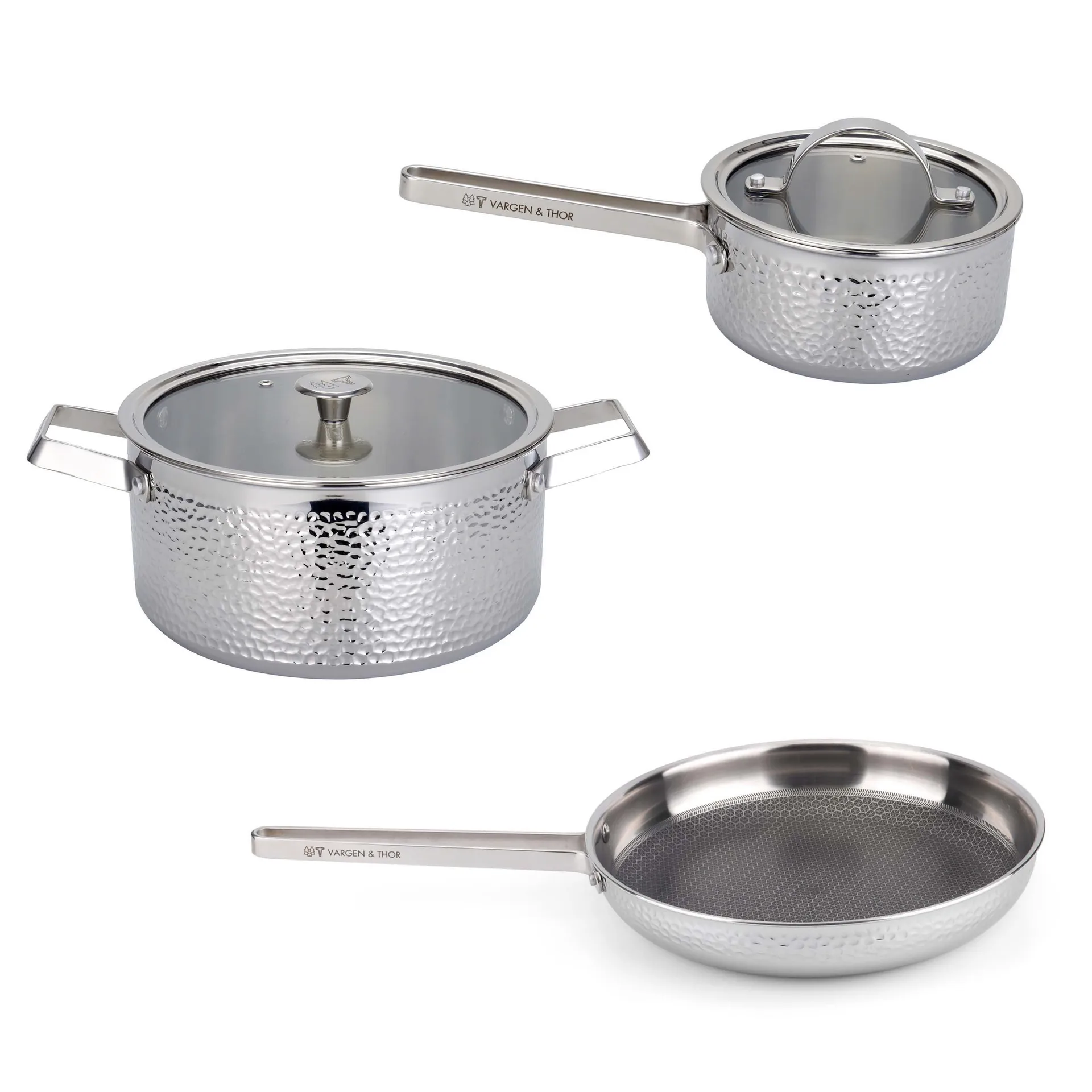 Vargen & Thor クロームプレート 鍋セット, 3 pieces Vargen & Thor