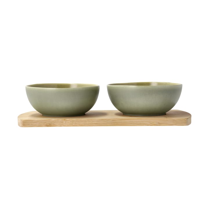 Shoku 竹製トレイ & ボウル 2個 - Pure Green - Villa Collection