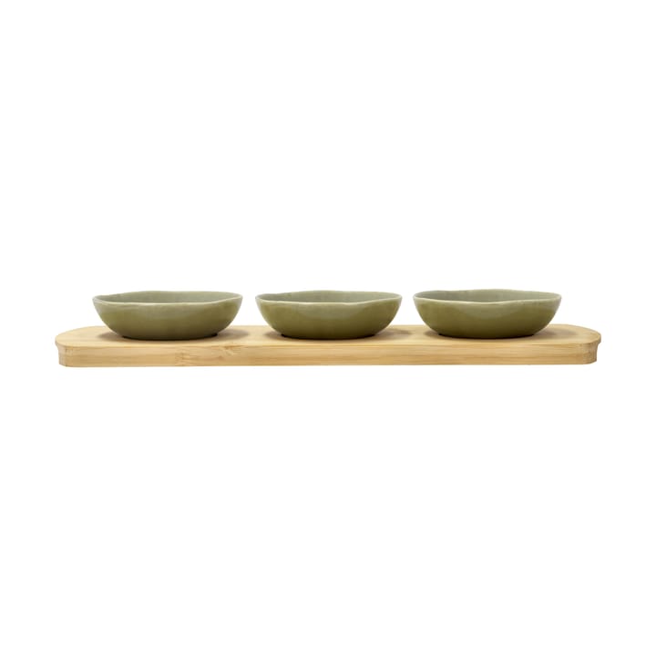 Shoku 竹製トレイ & ボウル 3個 - Pure Green - Villa Collection