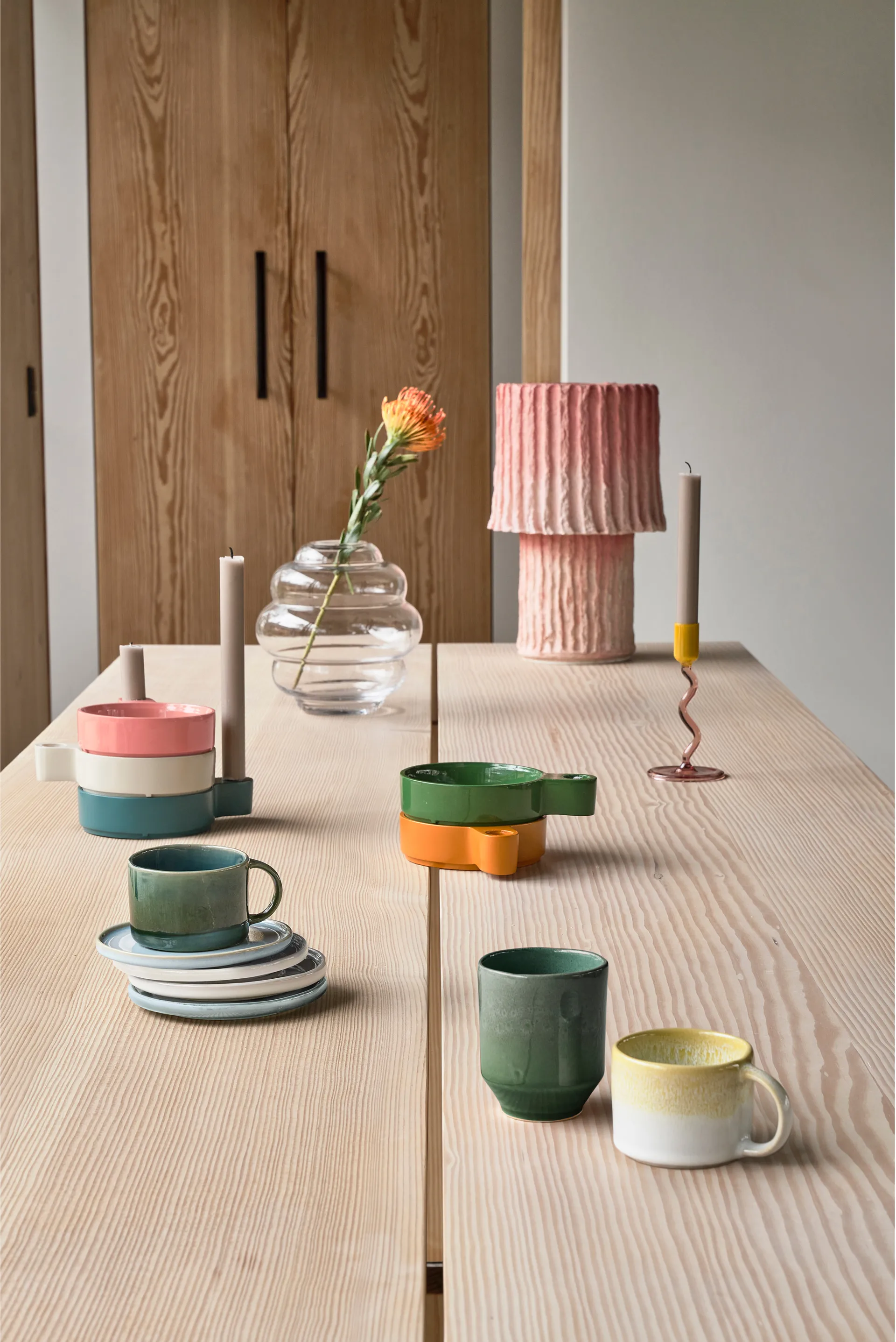 Styles キャンドルホルダー 15.3 cm, Pink-yellow Villa Collection