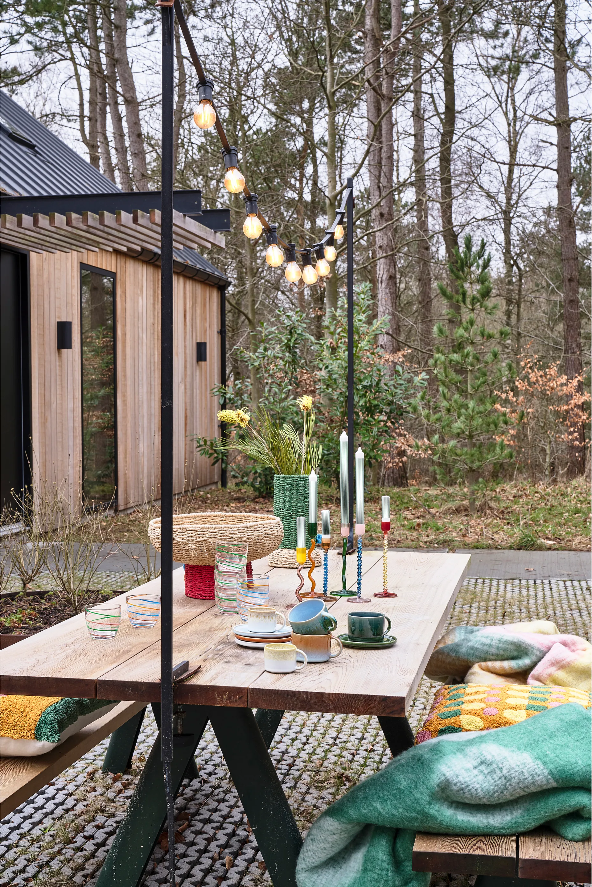 Styles キャンドルホルダー 19.6 cm, Green-pink Villa Collection