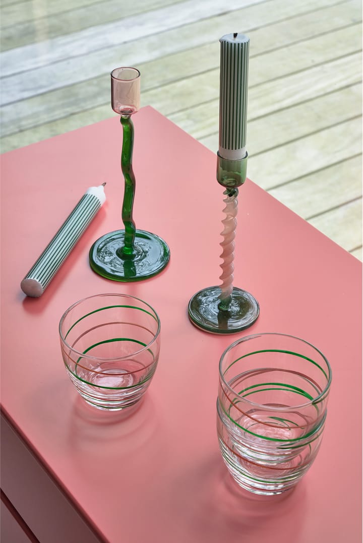 Styles キャンドルホルダー 19.6 cm, Green-pink Villa Collection
