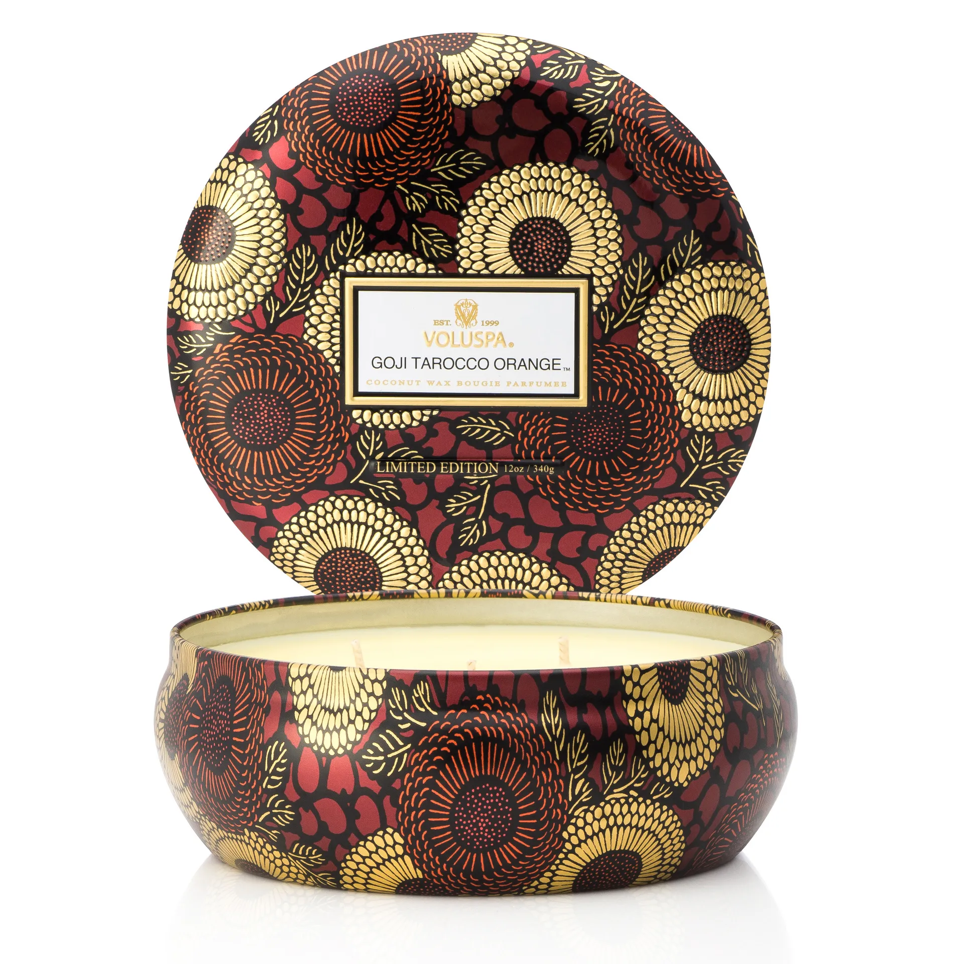3-wick in a tin キャンドル 60 時間, Goji & Tarocco Orange Voluspa | ボルスパ