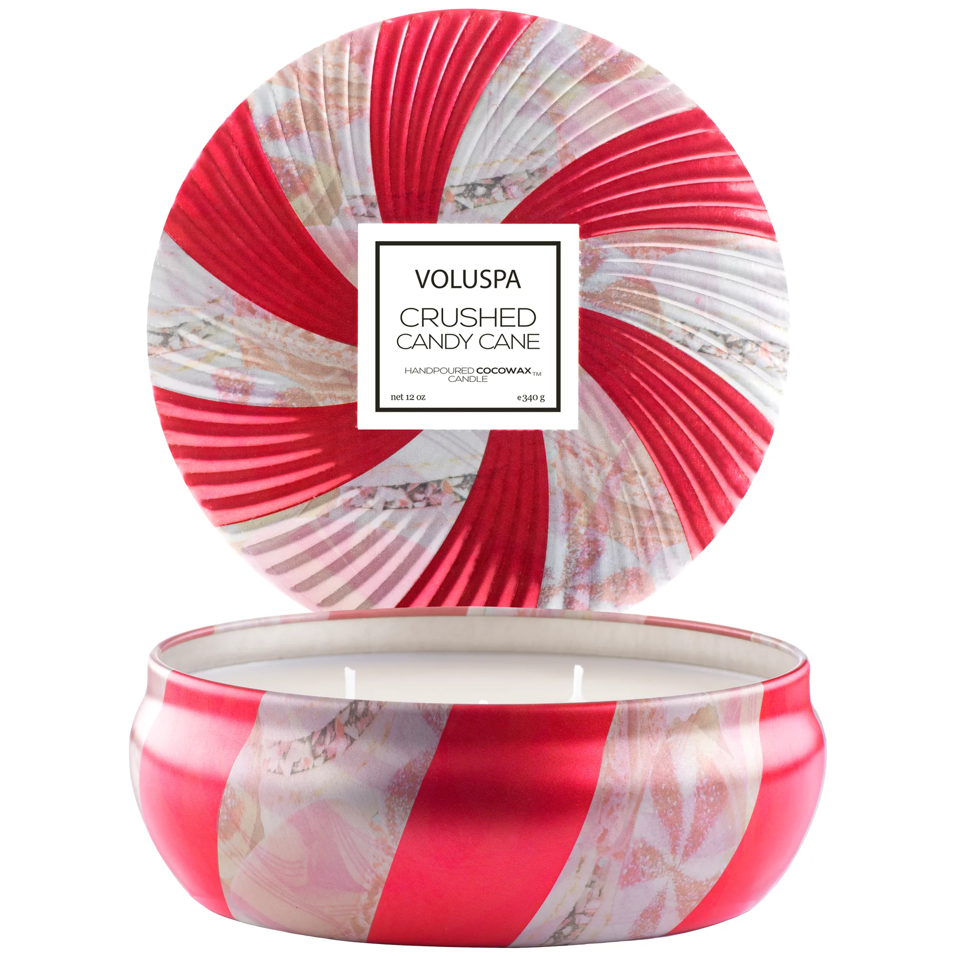 Limited Edition 3-wick in tin 40 時間, Crushed Candy Cone Voluspa | ボルスパ