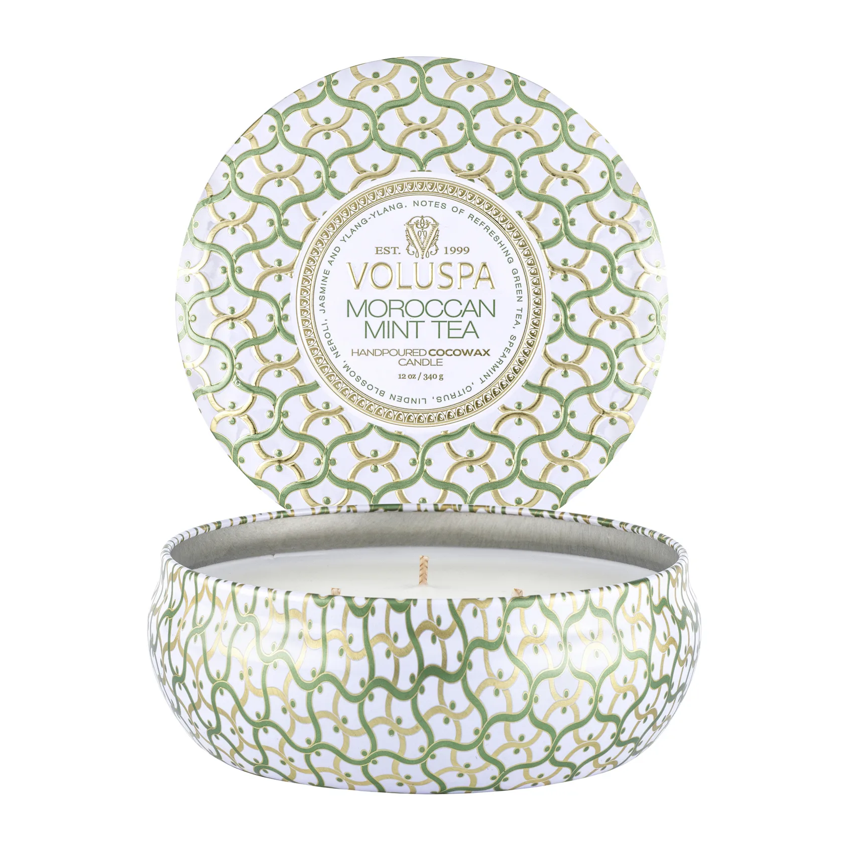 Maison Blanc 3-wick Tin アロマキャンドル 40時間, Moroccan Mint Tea Voluspa | ボルスパ