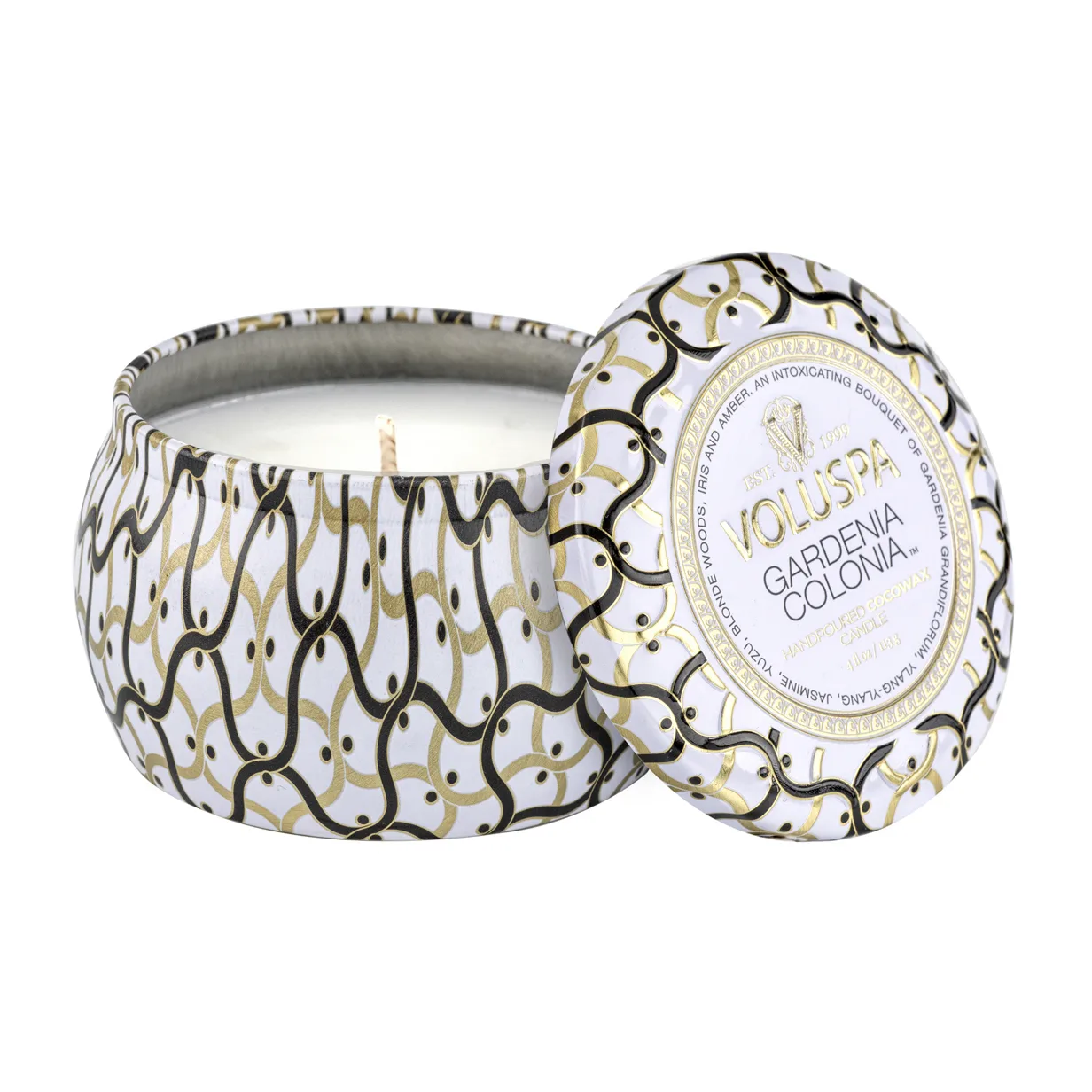 Maison Blanc Mini Tin アロマキャンドル 25時間, Gardenia Colonia Voluspa | ボルスパ