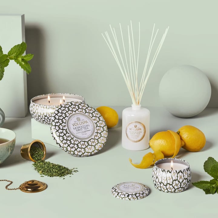Maison Blanc Mini Tin アロマキャンドル 25時間, Moroccan Mint Tea Voluspa | ボルスパ