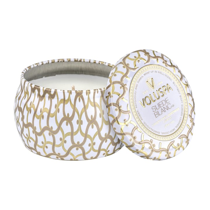 Maison Blanc Mini Tin アロマキャンドル 25時間, Suede Blanc Voluspa | ボルスパ