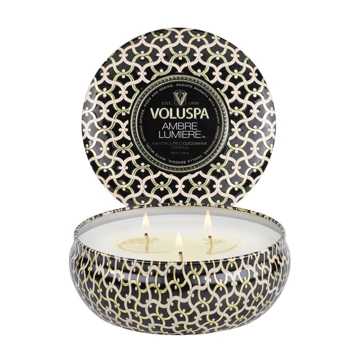 Maison Noir 3-wick Tin アロマキャンドル 40時間, Ambre Lumiere Voluspa | ボルスパ