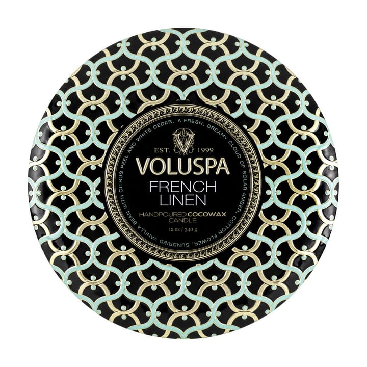 Maison Noir 3-wick Tin アロマキャンドル 40時間, French Linen Voluspa | ボルスパ