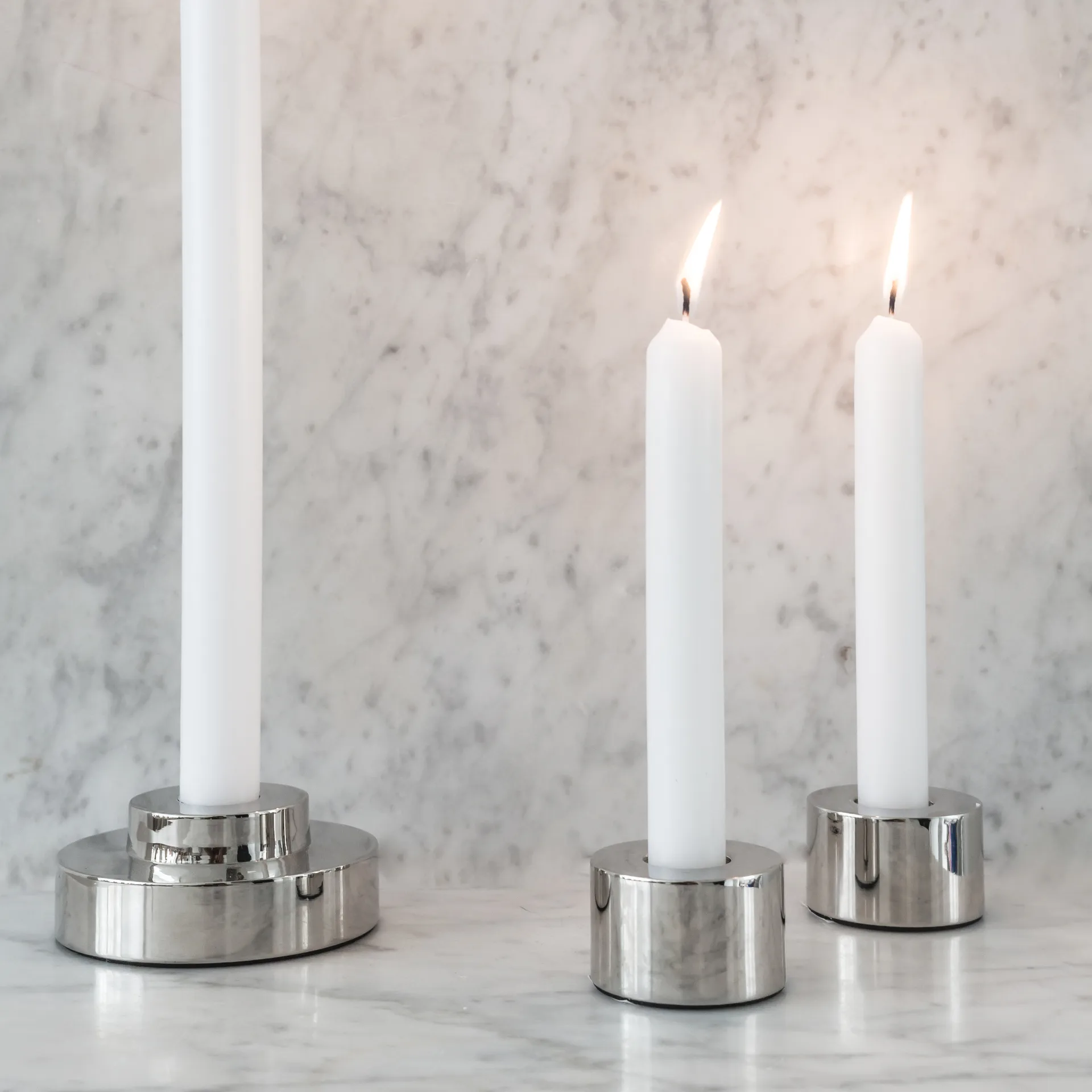 Helix キャンドルスティック 2パック, smooth chrome Watt & Veke | ワット & ヴェケ