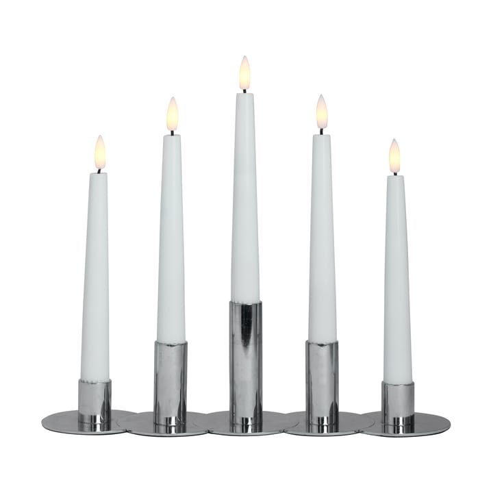 Lykke combinable キャンドルスティック incl. 5ピース入り LEDライト, Chrome Watt & Veke | ワット & ヴェケ