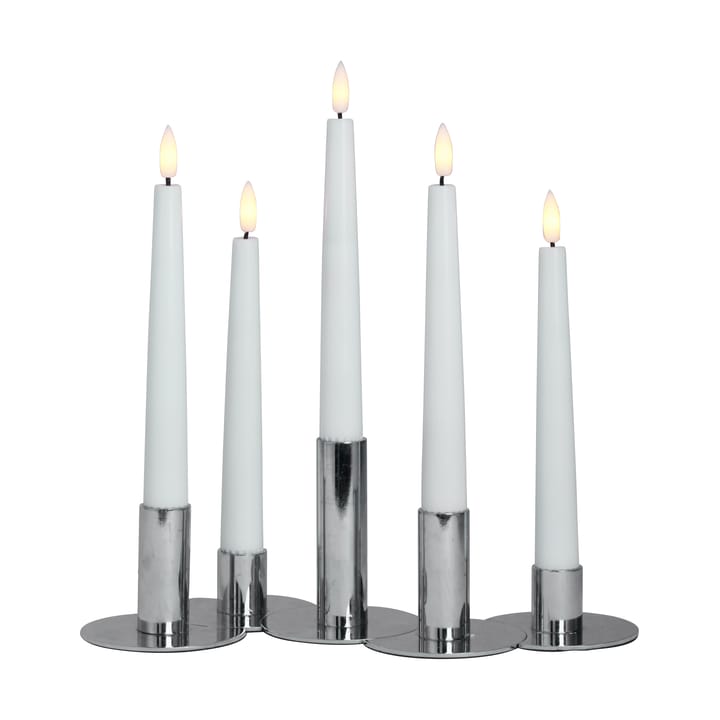 Lykke combinable キャンドルスティック incl. 5ピース入り LEDライト, Chrome Watt & Veke | ワット & ヴェケ