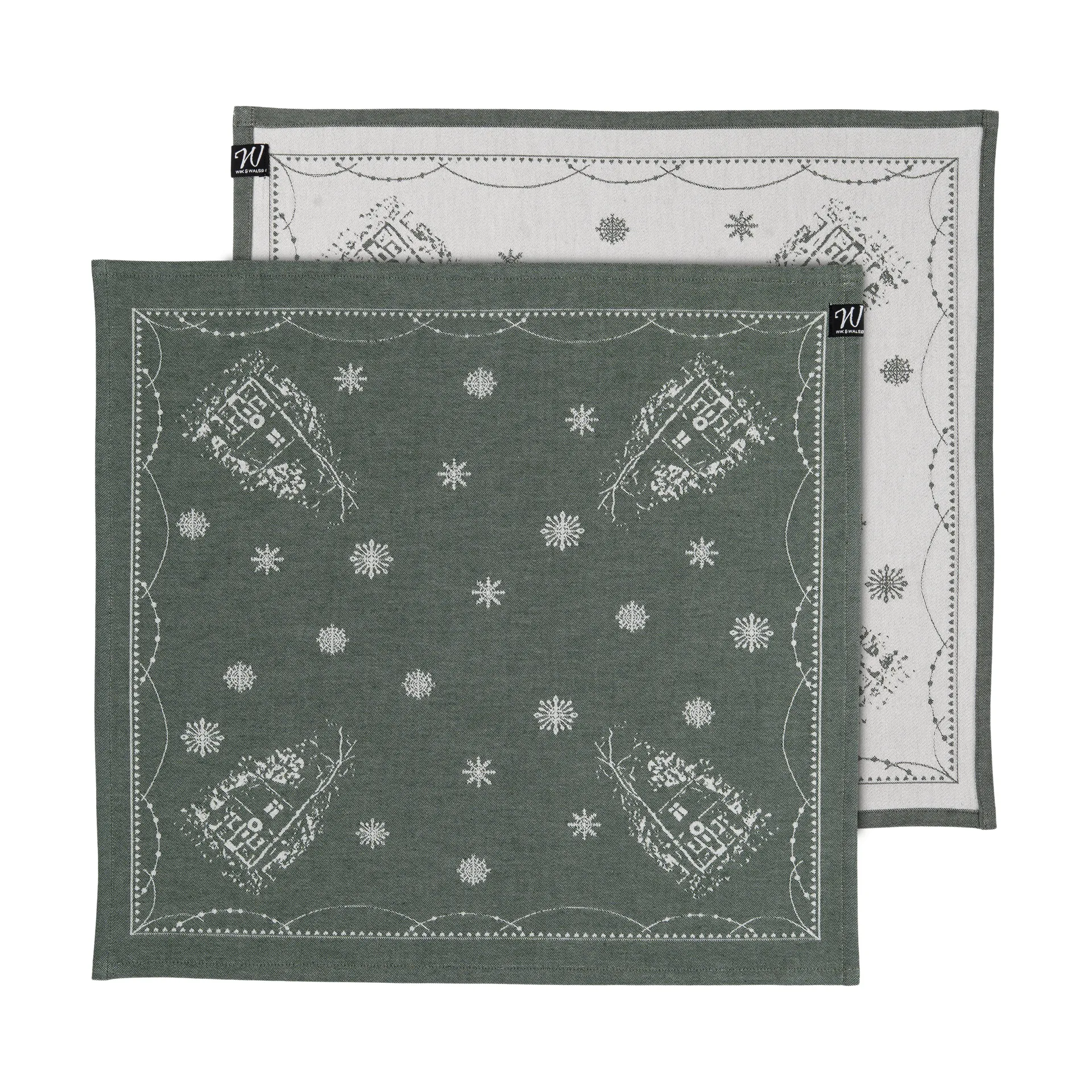 クリスマスモーニング ファブリックナプキン 45x45 cm 2枚, White-green Wik & Walsøe | ウィック & ワルソー