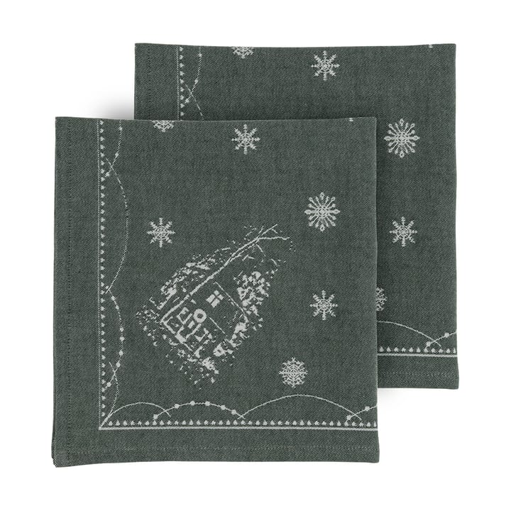 クリスマスモーニング ファブリックナプキン 45x45 cm 2枚, White-green Wik & Walsøe | ウィック & ワルソー