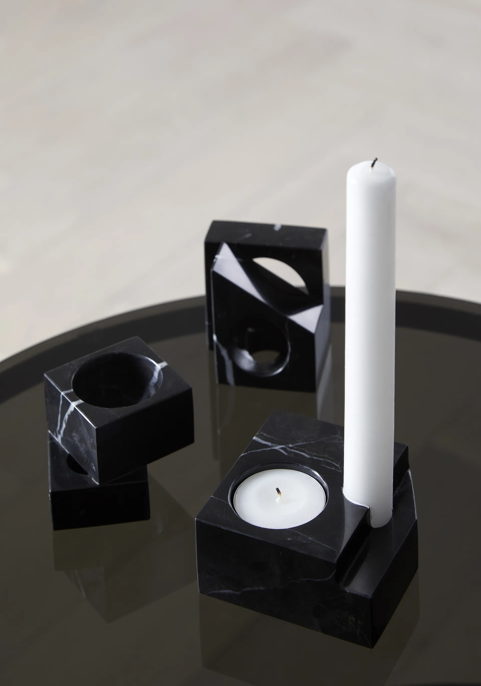 Jeu de dés 3 キャンドルホルダー marble, Black Woud | ウッド