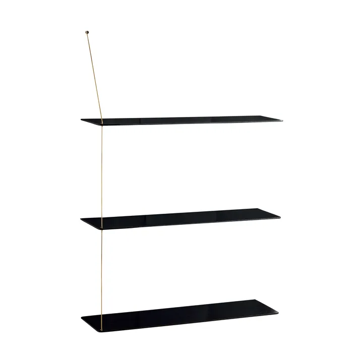 Stedge シェルフ - ブラック オーク-ブラス、80 cm、3 段棚 - Woud | ウッド