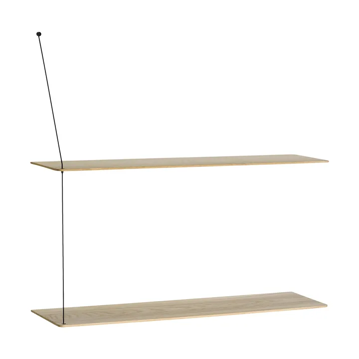Stedge シェルフ - White-pigmented oak-black, 80 cm, 2 shelves - Woud | ウッド